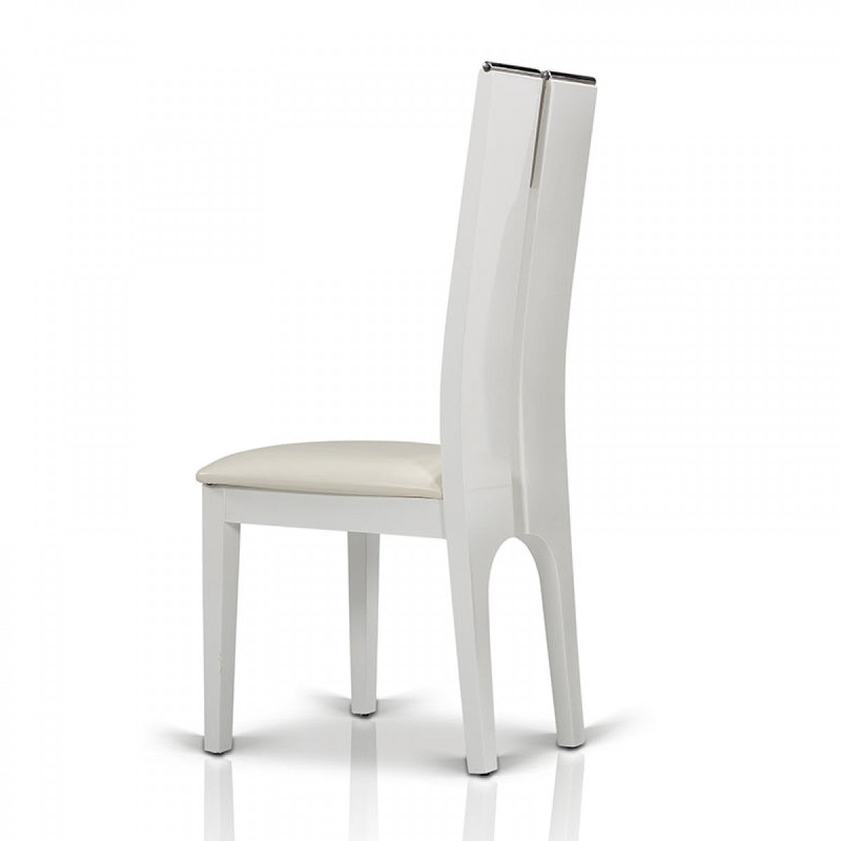 Makuca White Gloss Chair Set of 2 - Modern Dining Chairs for Kitchen, Living Room & Office - High Gloss Finish Accent Chairs with Sturdy Metal Legs