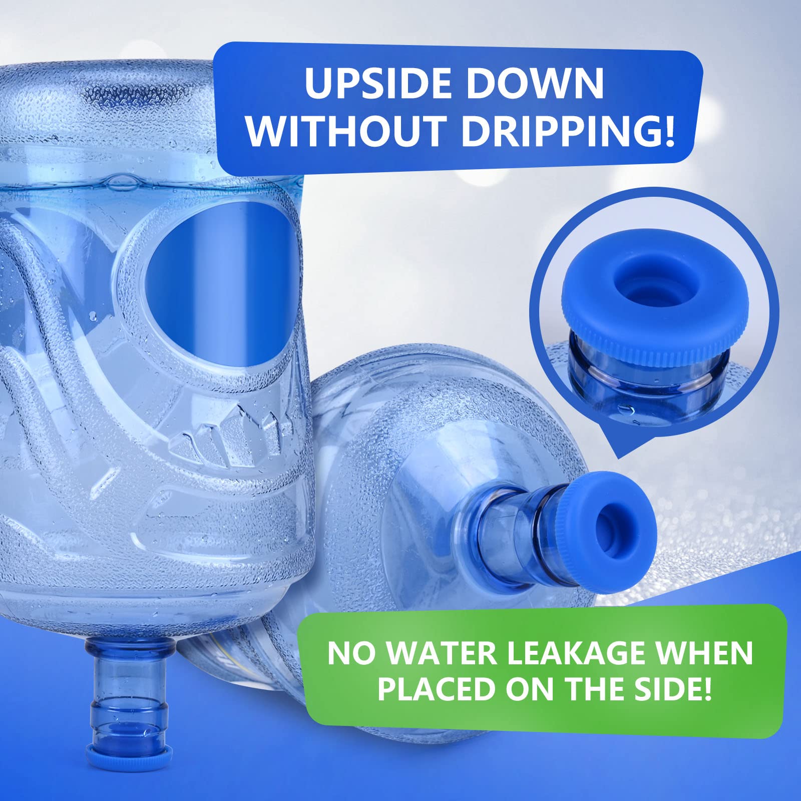 5 Gallon Water Jug Cap - 4 Pack Reusable Strong Seal No Spill Top Lid Cover (55mm) for Water Bottle Dispenser | Perfect for Outdoor Camping, Kitchen & Emergency Water Storage