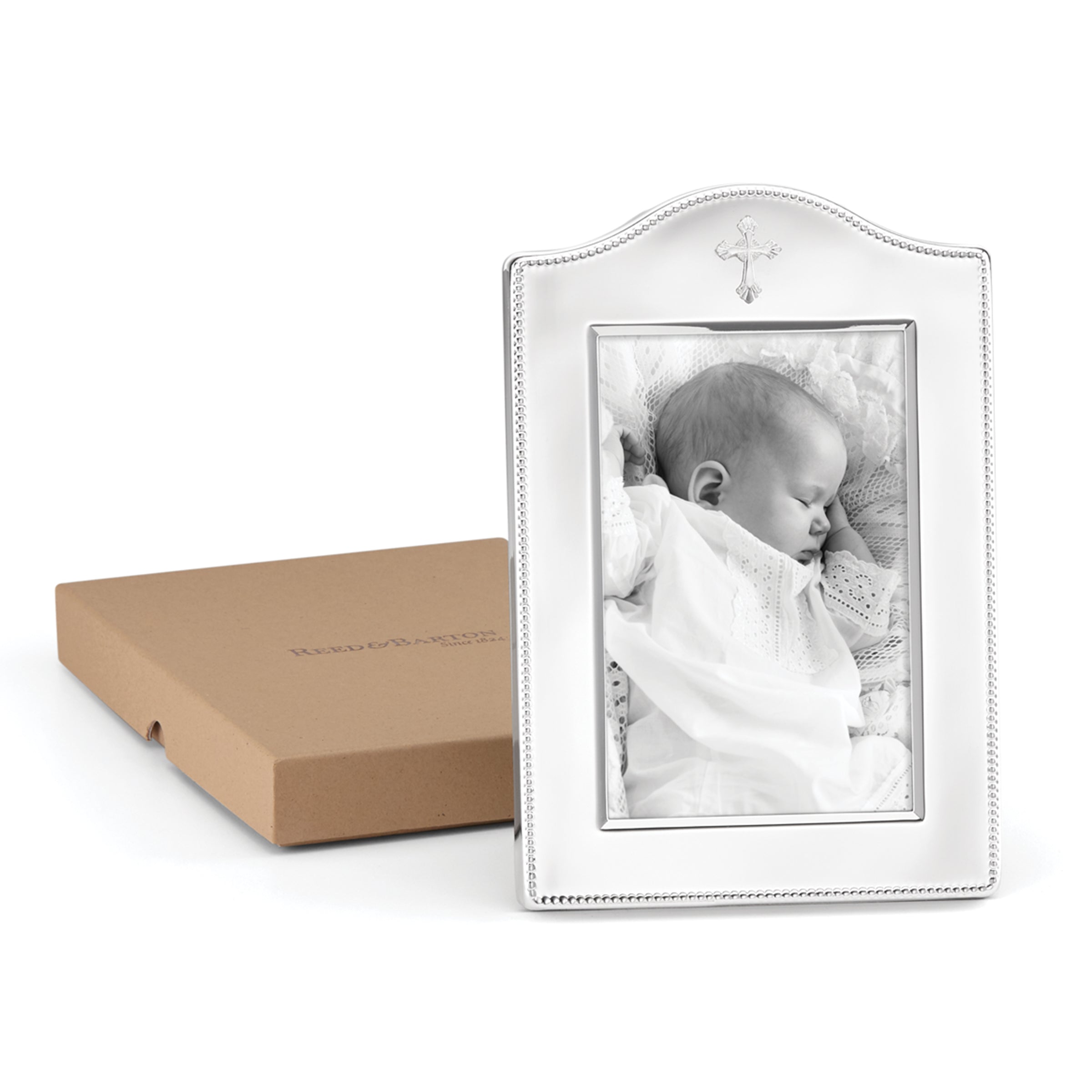 Elegant Abbey Cross Silverplate 4x6 Photo Frame - Perfect for Wedding, Baptism & Religious Gifts | Wall or Tabletop Display