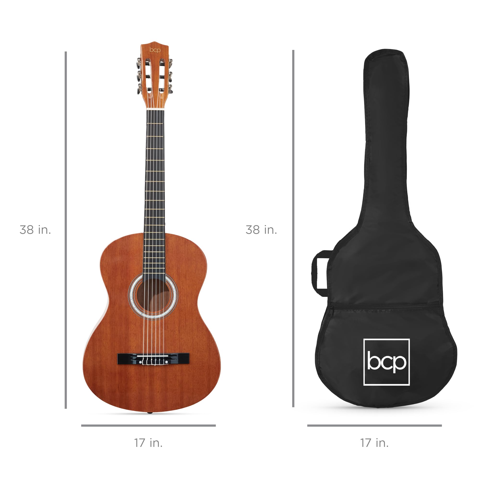 Best Choice Products 38-Inch All Wood Acoustic Guitar Starter Kit for Beginners with Gig Bag, 6 Picks, Nylon Strings & Strap with Pick Holder - Natural Mahogany Finish | Perfect for Learning, Practice & Live Performances