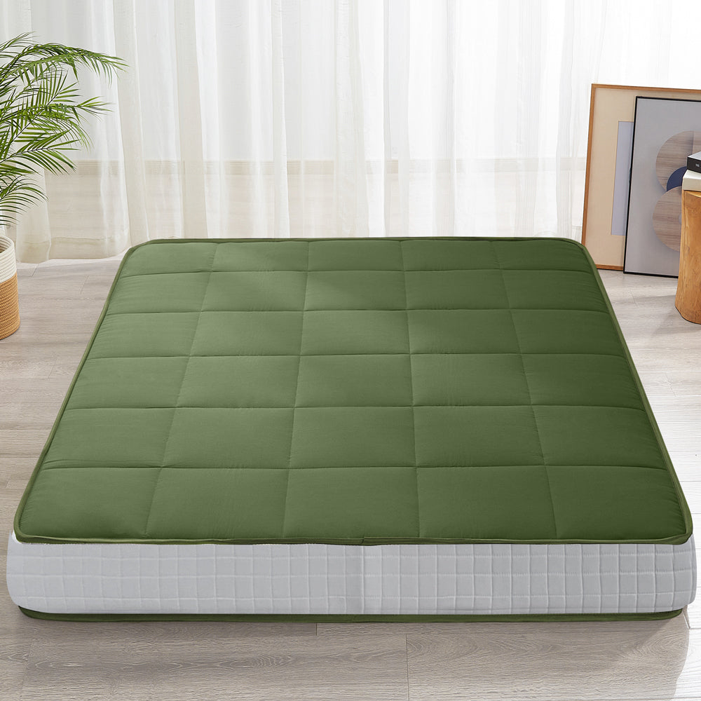 MAXYOYO Padded Japanese Floor Mattress - Green Foldable Roll Up Futon Mattress for Bedroom, Guest Room & Travel | Comfortable Floor Sleeping & Lounging