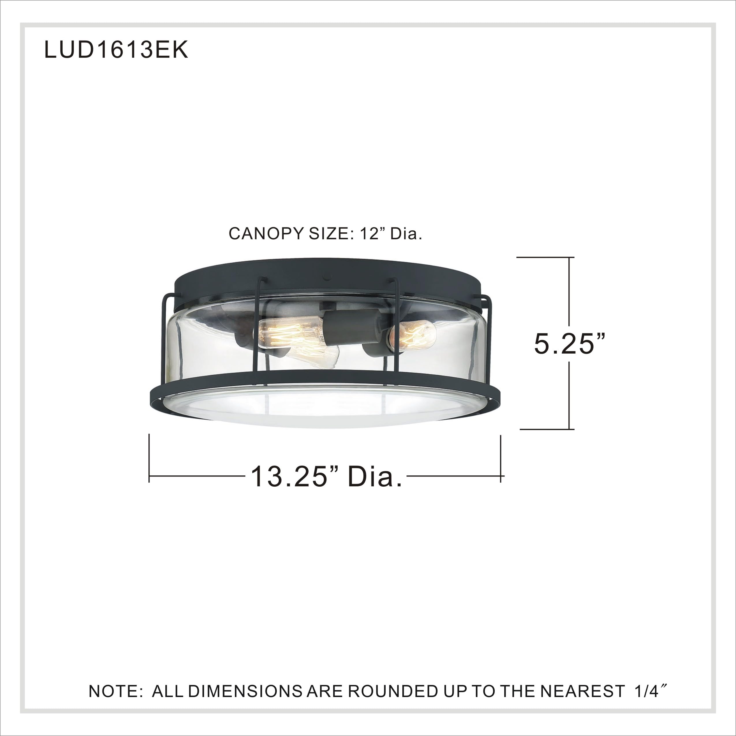 Quoizel Ludlow 3-Light Modern Flush Mount Ceiling Fixture - Earth Black Finish with Clear Beveled Glass Shade - Elegant Lighting for Foyer, Hallway & Living Room - Perfect for Home, Office & Restaurant Decor