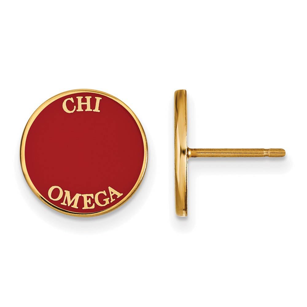 Sterling Silver Chi Omega Enameled Post Earrings | Greek Letter Jewelry for Sorority Sisters | Perfect for Formal Events, Graduation Gifts & Sisterhood Celebrations