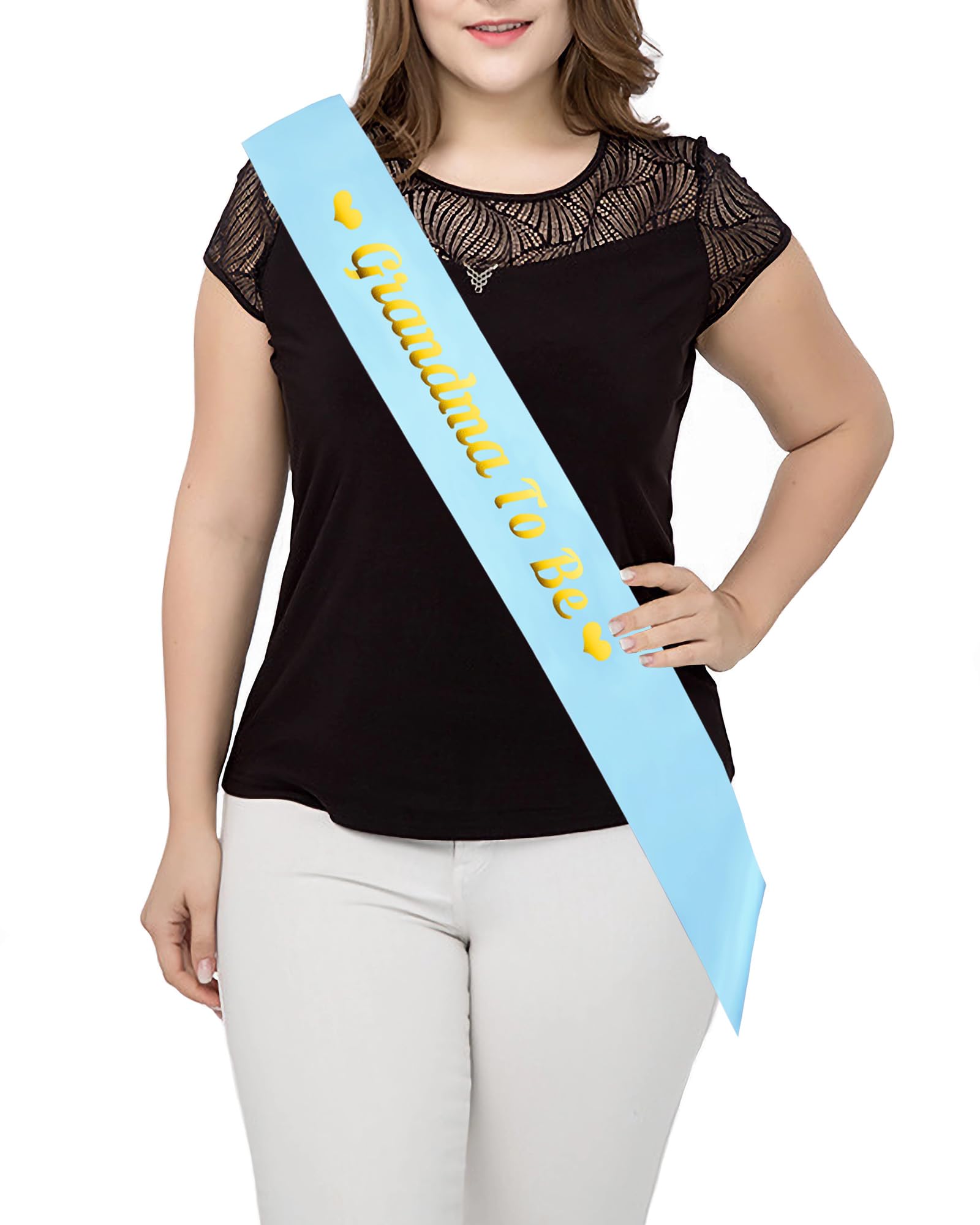 Light Blue Satin Grandma to Be Sash with Gold Heart Font - Perfect Baby Shower Gift for Grandmothers - Gender Neutral Decor for Baby Boy or Girl - Ideal for Baby Showers, Gender Reveals & Maternity Photos