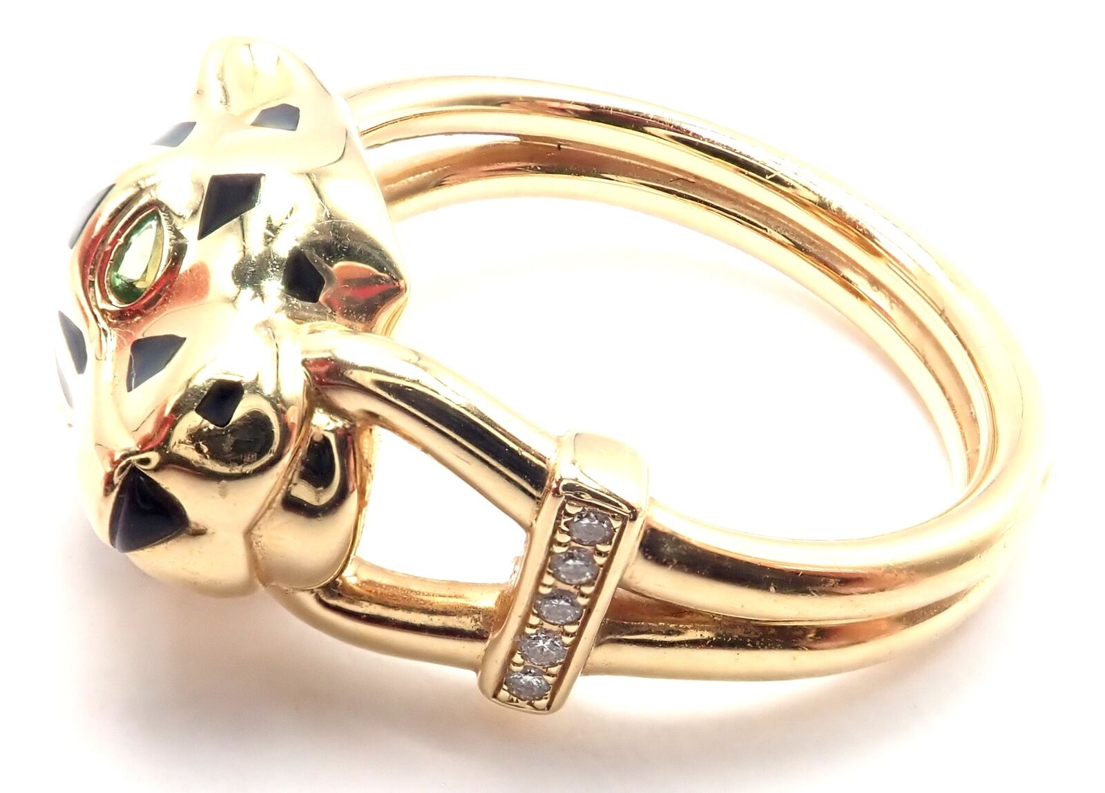 Authentic Cartier Panther Panthere 18k Gold Diamond & Tsavorite Ring with Certification - Luxury Jewelry for Women, Perfect for Weddings, Anniversaries & Special Occasions