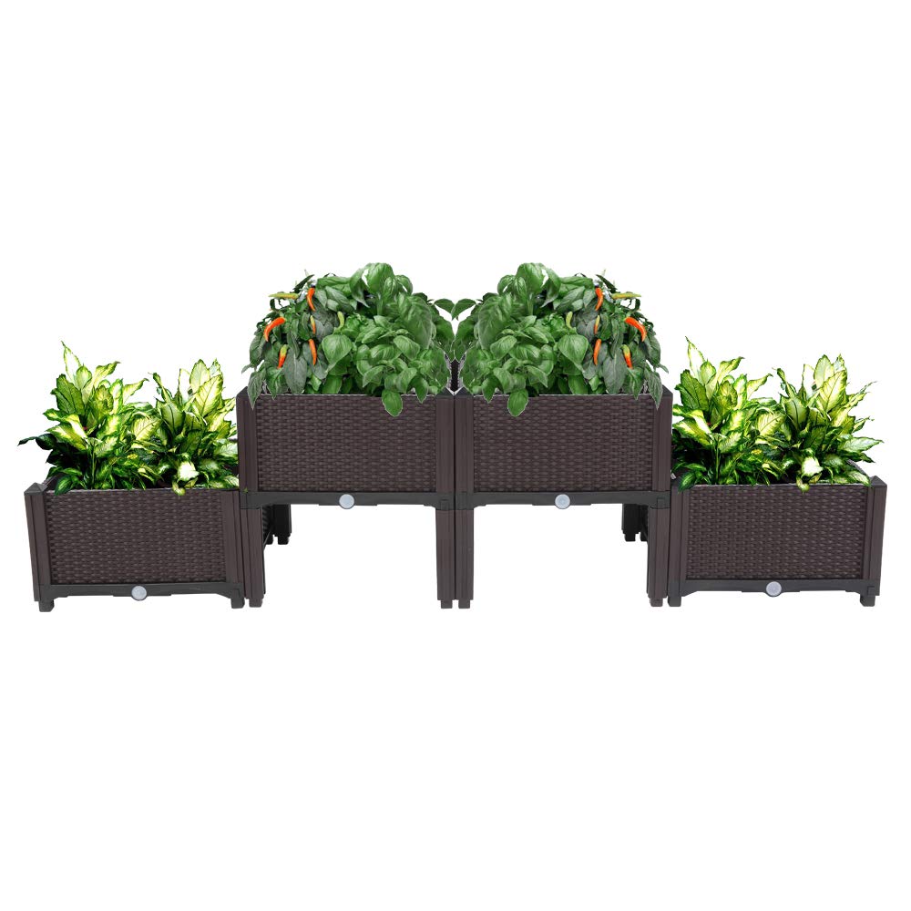 BELANITAS Raised Garden Bed Kit - 4pc Heavy Duty Injection Molded Planter Box for Outdoor Flowers, Herbs, Vegetables & Succulents | Durable Gardening Growing Containers | Perfect for Patio, Backyard & Urban Farming