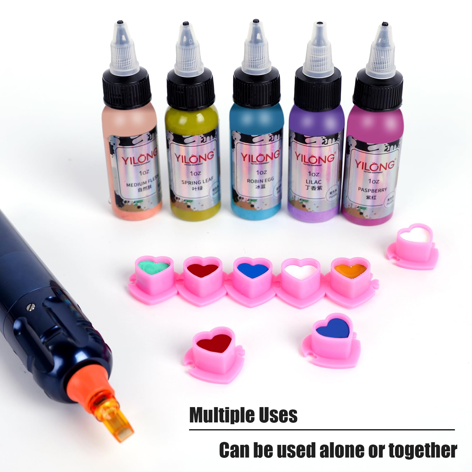 Premium YLRONGTIAN Tattoo Ink Caps - Vibrant Pink Color for Professional Tattoo Artists | Ideal for Tattoo Studios, Body Art & Permanent Makeup Applications