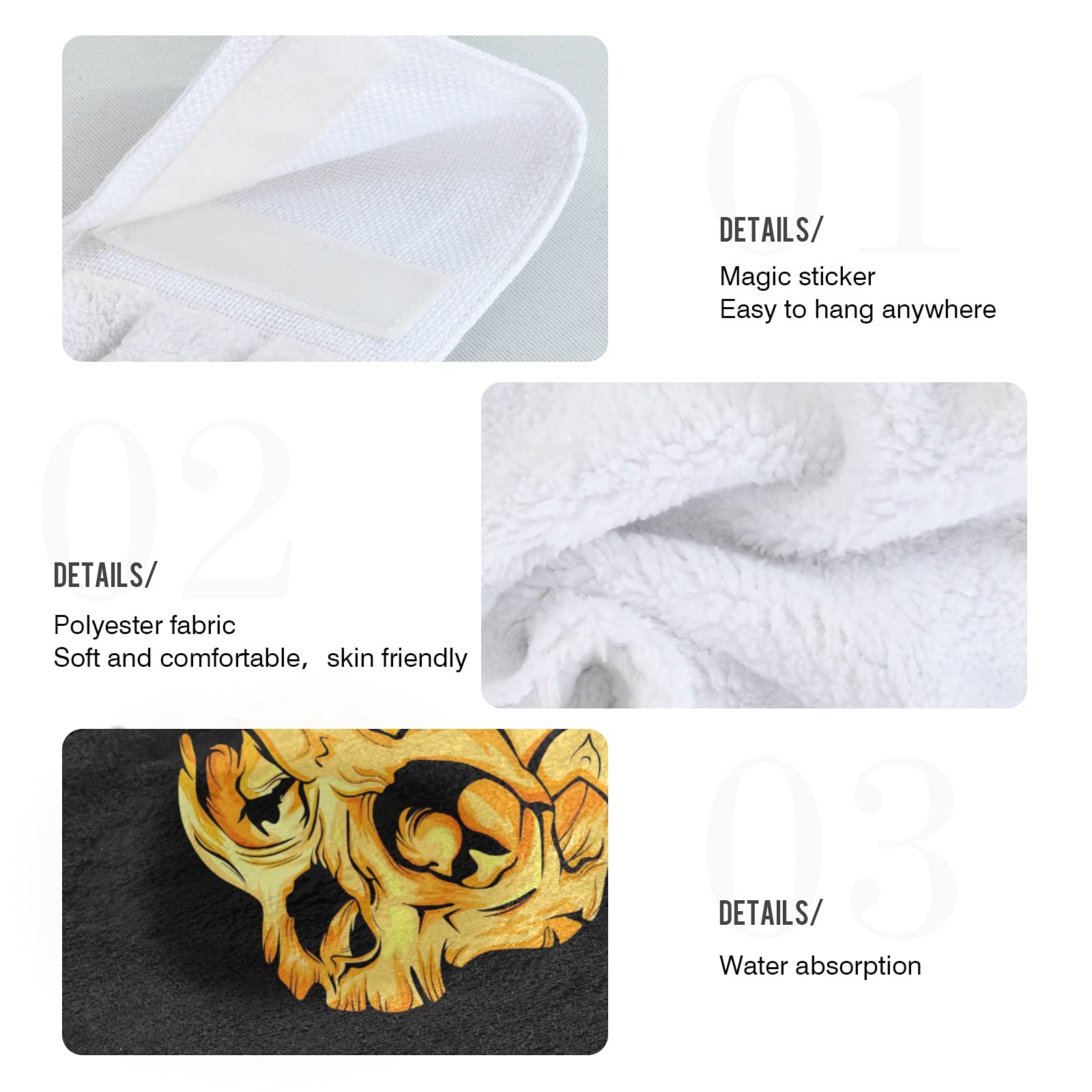 Premium Gold Skull Pineapple Kitchen Towels Set of 2 - 14