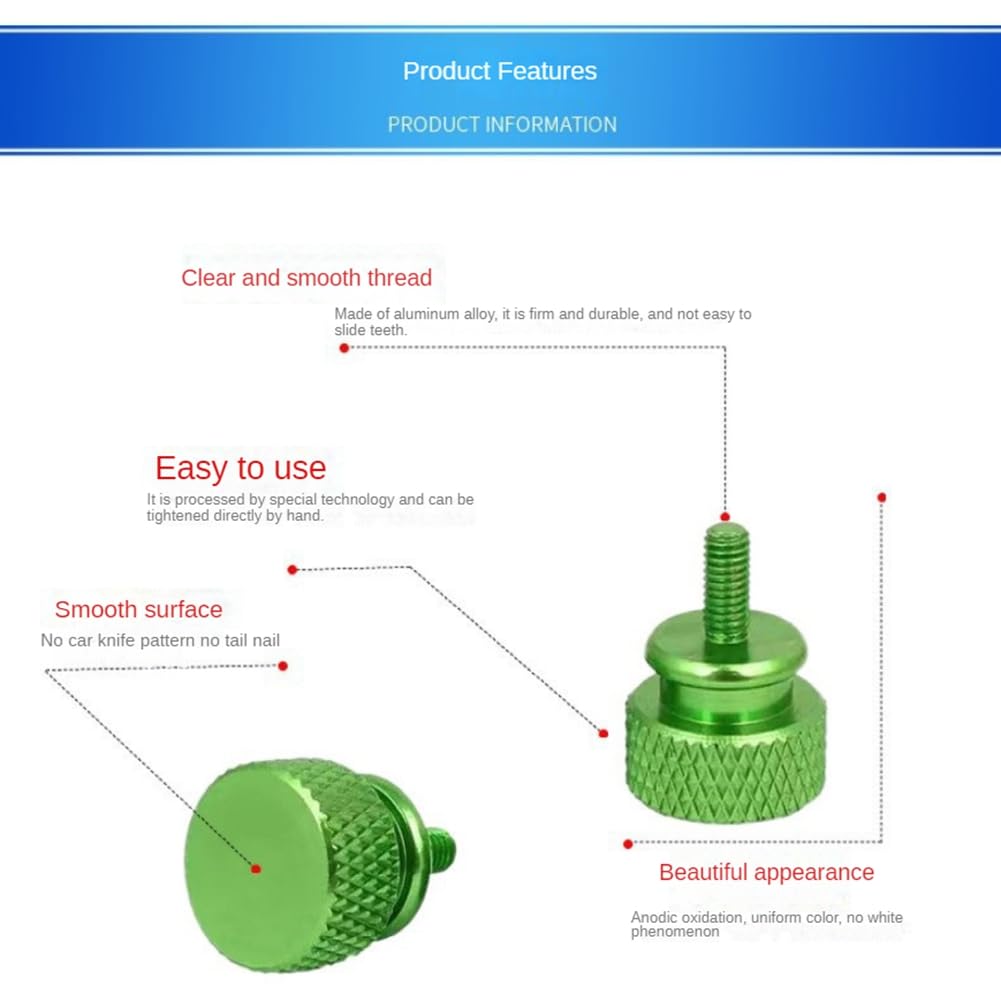 10Pcs UNC6-32 M3.5 Computer Case Screws for GPU Holder PSU & Side Panel - Green PC Building & Water Cooling Hardware - Perfect for DIY Computer Assembly and Case Modding