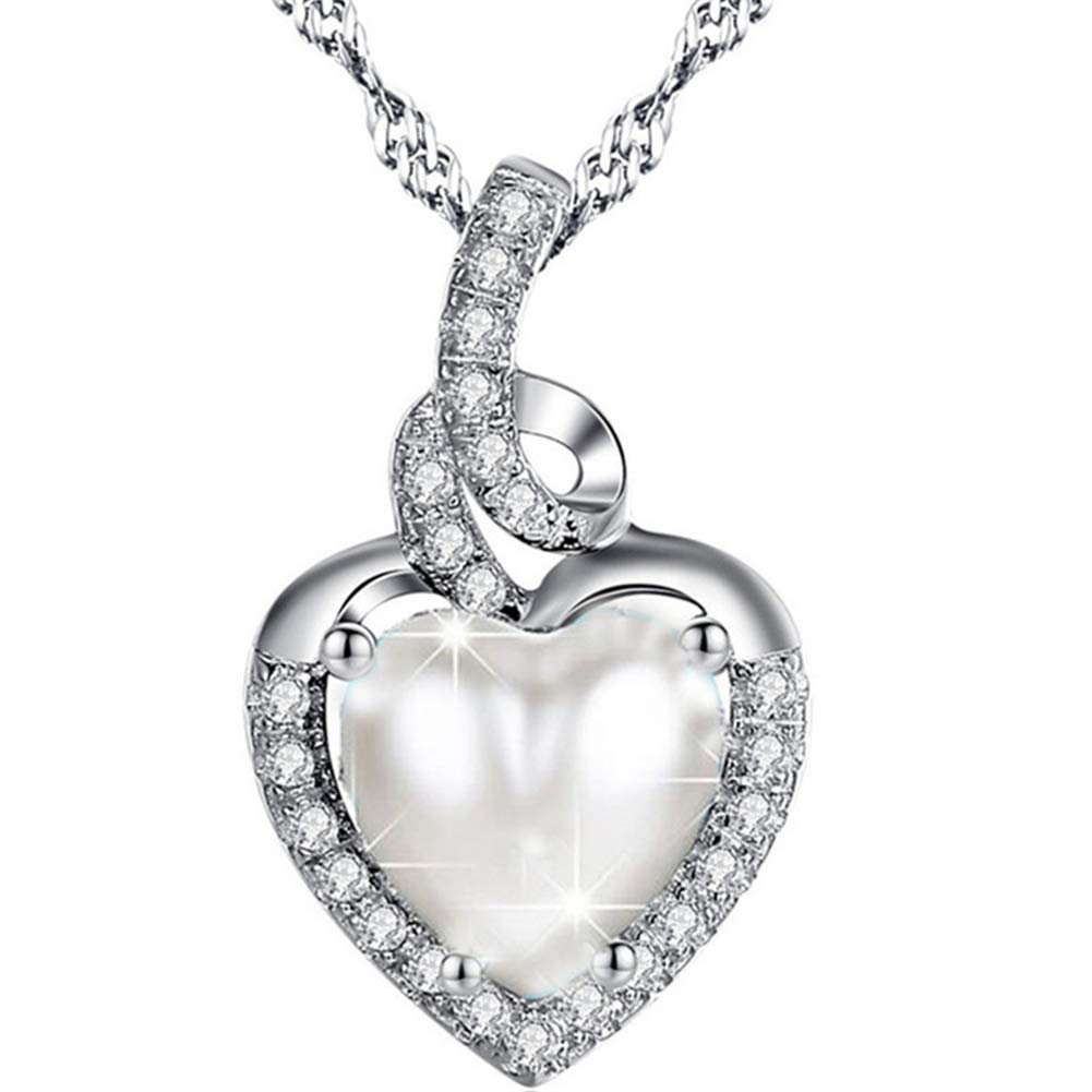Birthstone Heart Necklace for Women - Sterling Silver Pendant with Simulated Gemstones | Thoughtful Gift for Mom, Wife, Girlfriend | Perfect for Anniversaries, Birthdays & Valentine's Day