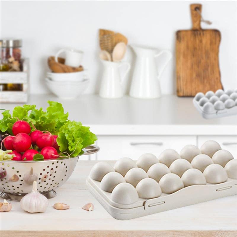 TGOPIT BPA-Free Plastic Egg Holder for Refrigerator - Stackable Egg Storage Tray with Lid, 18-Capacity Egg Box Carrier (Cream) | Perfect for Kitchen Organization & Fresh Egg Storage
