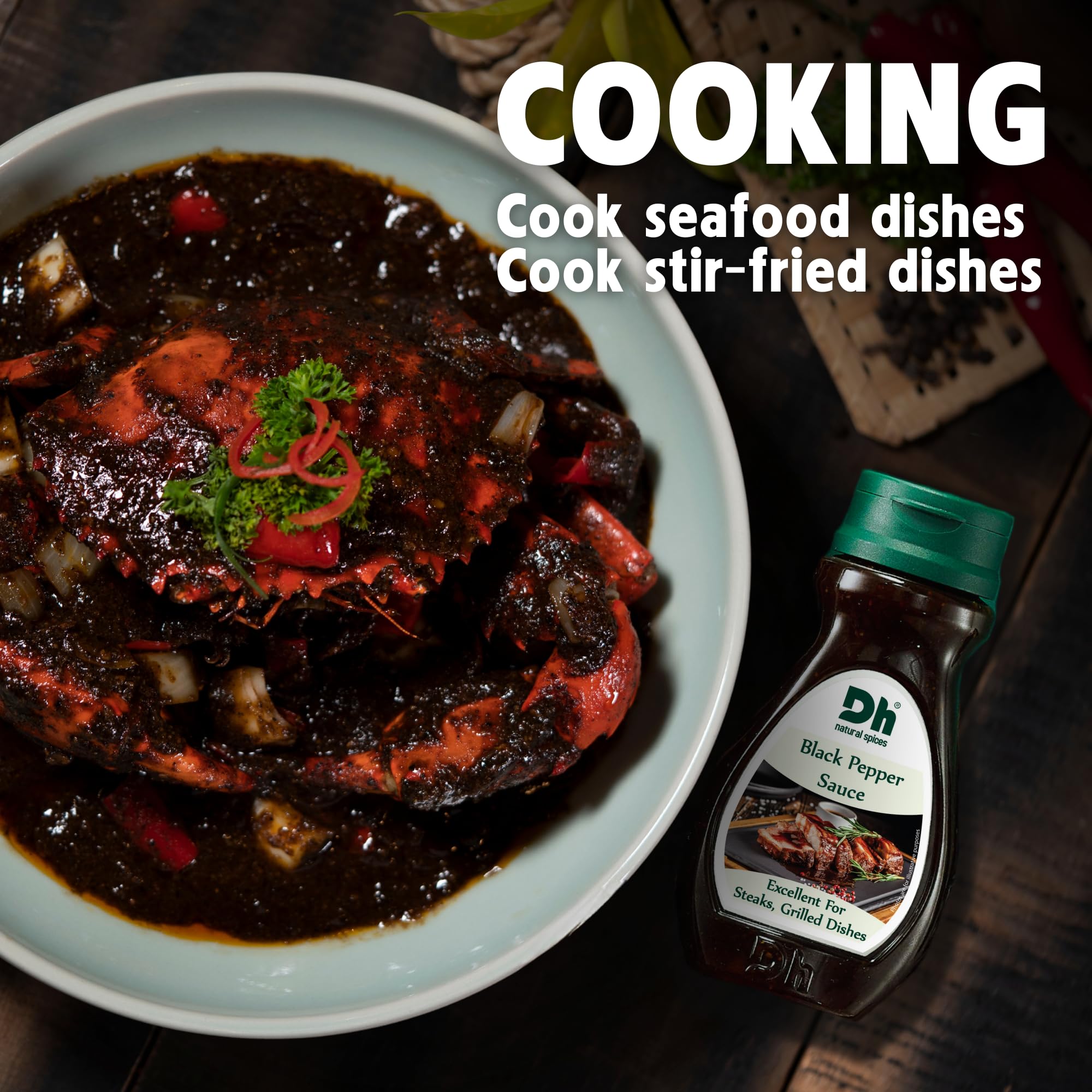 Premium Dh Foods Black Pepper Sauce - Hot & Rich Flavor Steak Sauce for Grilling, Marinating & Dipping | Perfect for Steak, BBQ, Stir Fry & Asian Dishes | 7oz (Pack of 2) | Gourmet Cooking & Restaurant-Style Meals at Home