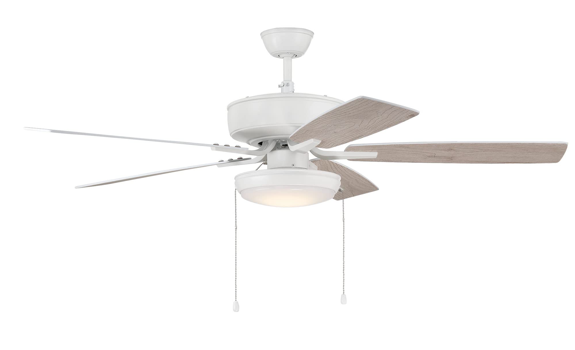 Craftmade P119BN5-52BNGW Pro Plus 52 Inch Ceiling Fan with LED Light Kit, Pull Chain Control, 5 Reversible Brushed Nickel/Greywood Blades - Perfect for Living Room, Bedroom & Outdoor Covered Patio