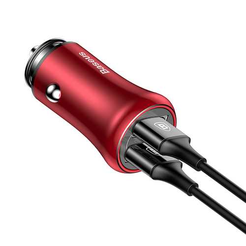 Baseus QC3.0 Fast Car Charger with Dual USB Ports (5V 2.4A) - Quick Charge Compatible for iPhone 8/X, Samsung S8, Xiaomi 6 - Perfect for Road Trips & Daily Commute