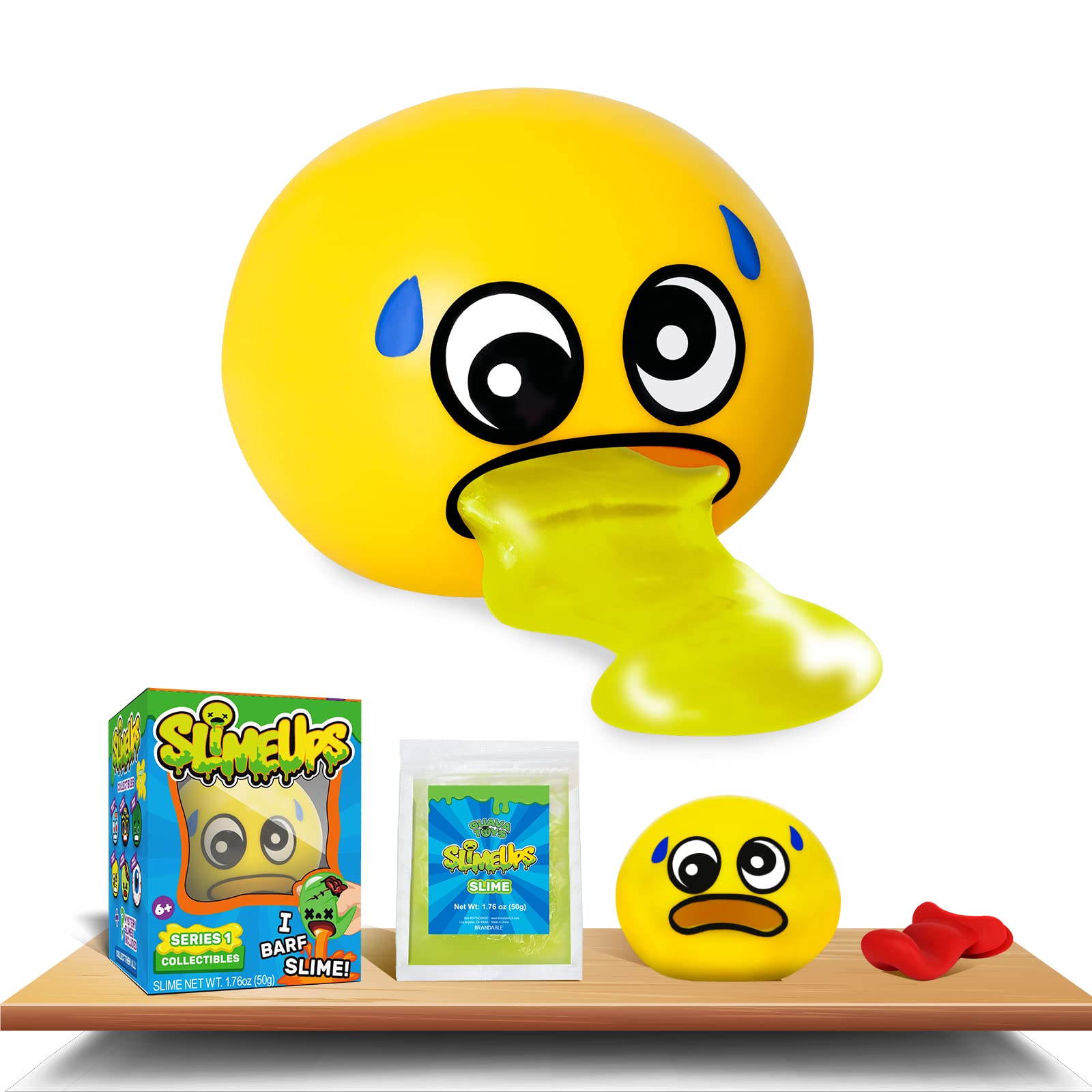 Slime Ups 3.2 Inch Round Stress Relief Ball - Squeeze Toy for Anxiety & Fidgeting - Fun Tricky Play Decompression Game (Sweaty Steve Style) - Perfect for Office, Classroom & ADHD Focus