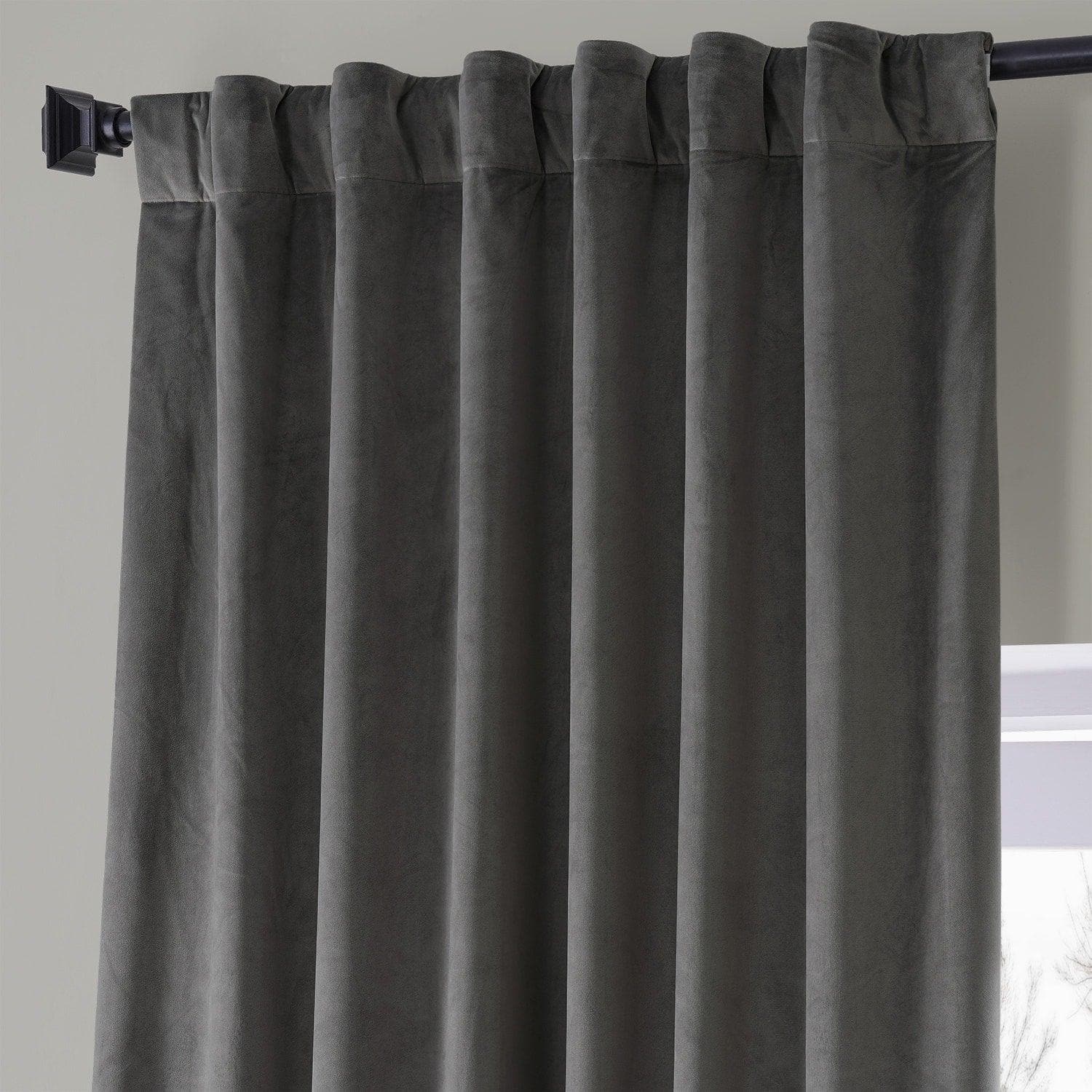 Luxury Blackout Curtains - Nightlife Grey Signature Plush Velvet Hotel Curtains for Bedroom & Living Room - Noise Reducing & Thermal Insulated Drapes for Better Sleep & Privacy