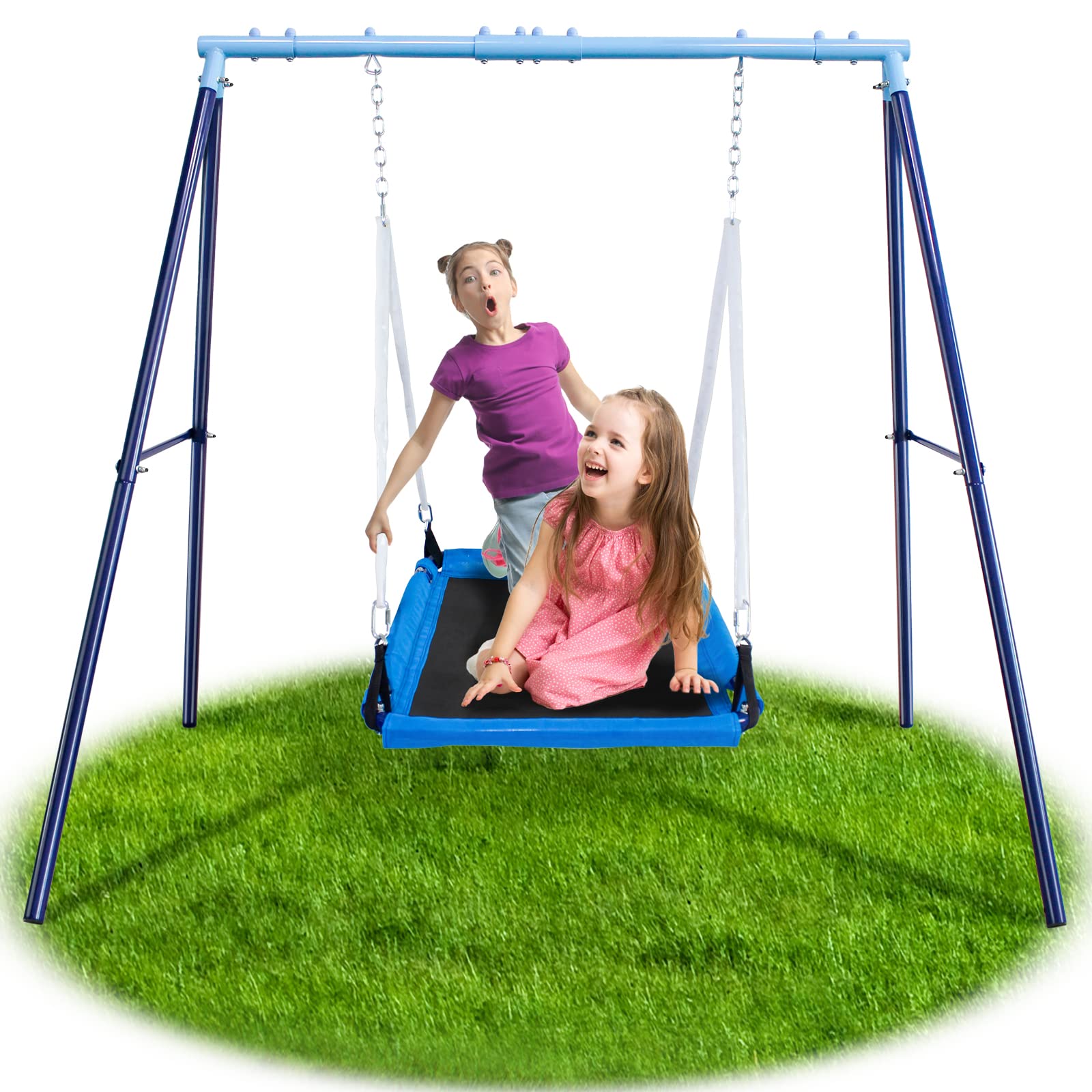 Heavy Duty 450 lbs Swing Set for Backyard - 50 Inch Platform Tree Swing for Kids Outdoor Play - Metal Swing Stand with Anchors - Perfect for Backyard Fun, Playgrounds, and Family Bonding