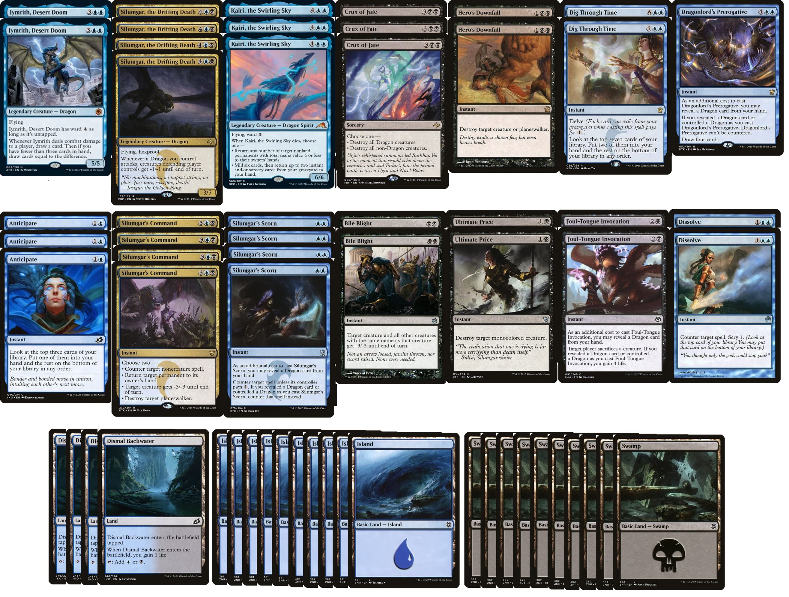 Elite Blue Black Control Dragon Deck - Modern Legal MTG Deck - 60 Custom Built Magic The Gathering Cards for Competitive Play & Tournaments