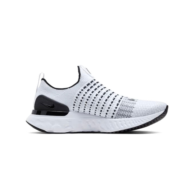 Nike React Phantom Run Flyknit 2 Running Shoes - White Black Platinum for Men | Lightweight Cushioned Sneakers for Jogging, Gym Workouts & Daily Wear