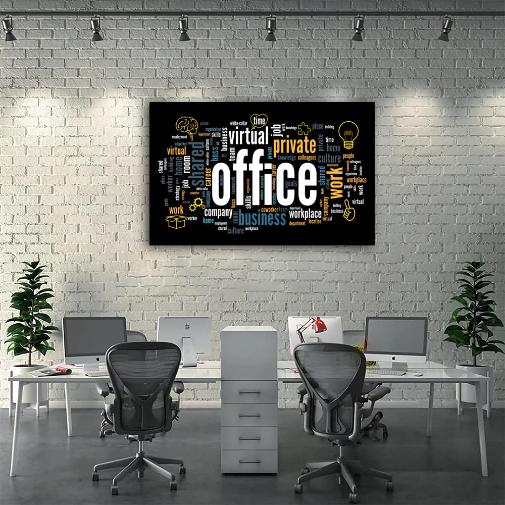 Motivational Office Canvas Wall Art - Inspirational Entrepreneur Business Quotes - Modern Large Framed Paintings - Easy to Hang - Perfect for Home Office, Workspace & Corporate Decor