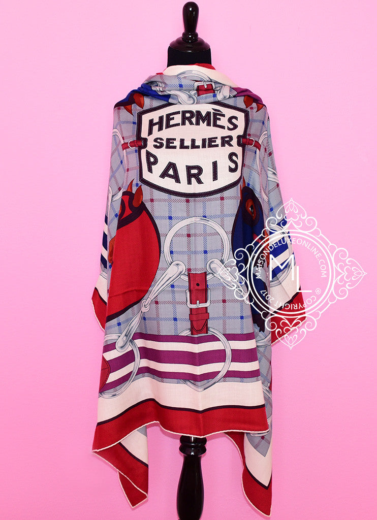Hermes Rouge H Cashmere 140 GM Shawl Scarf - Luxury Women's Fashion Accessory for Winter, Parties & Special Occasions