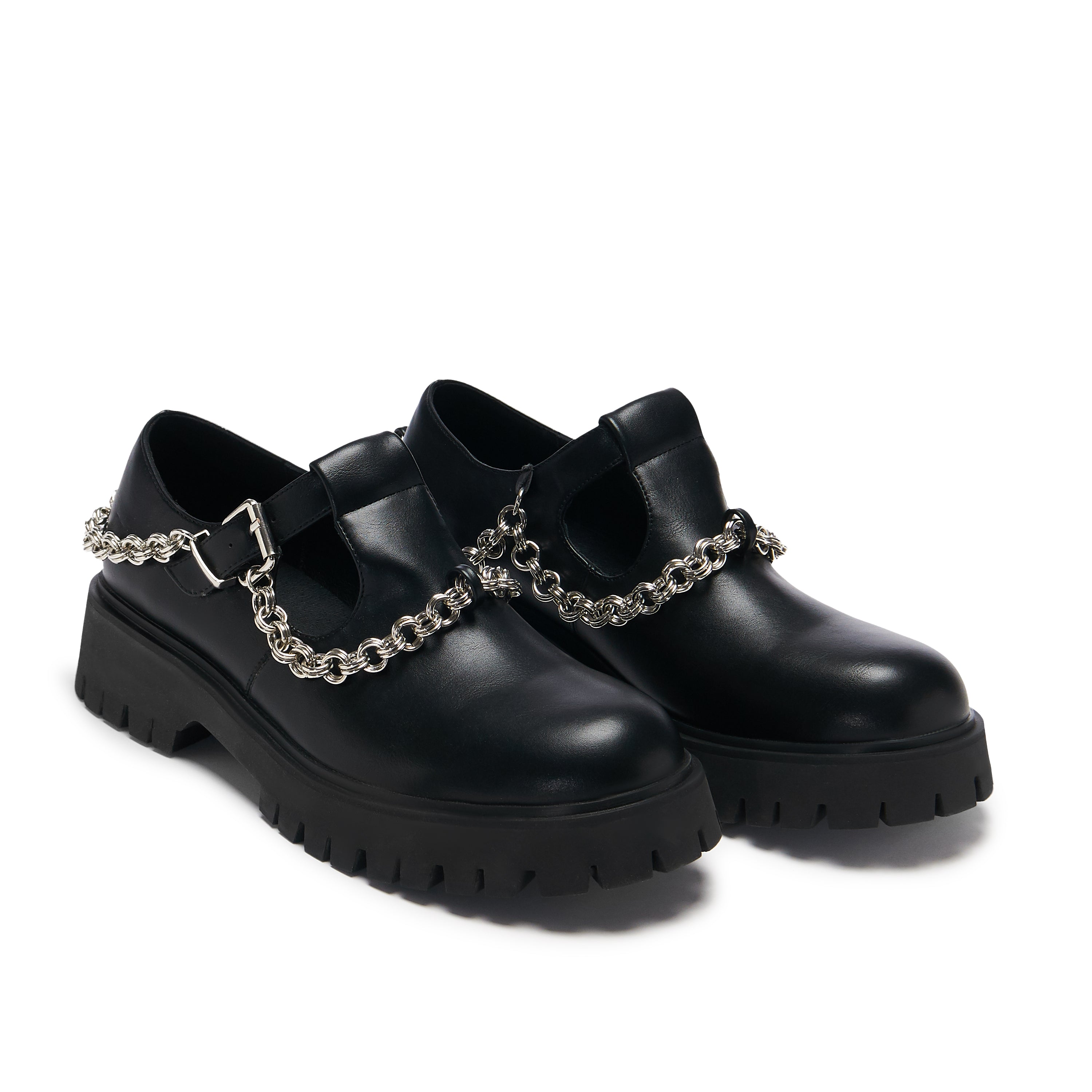 Cosmere Men's Chain Mary Janes Black Shoes - Stylish Gothic Punk Formal Footwear for Weddings, Parties & Cosplay