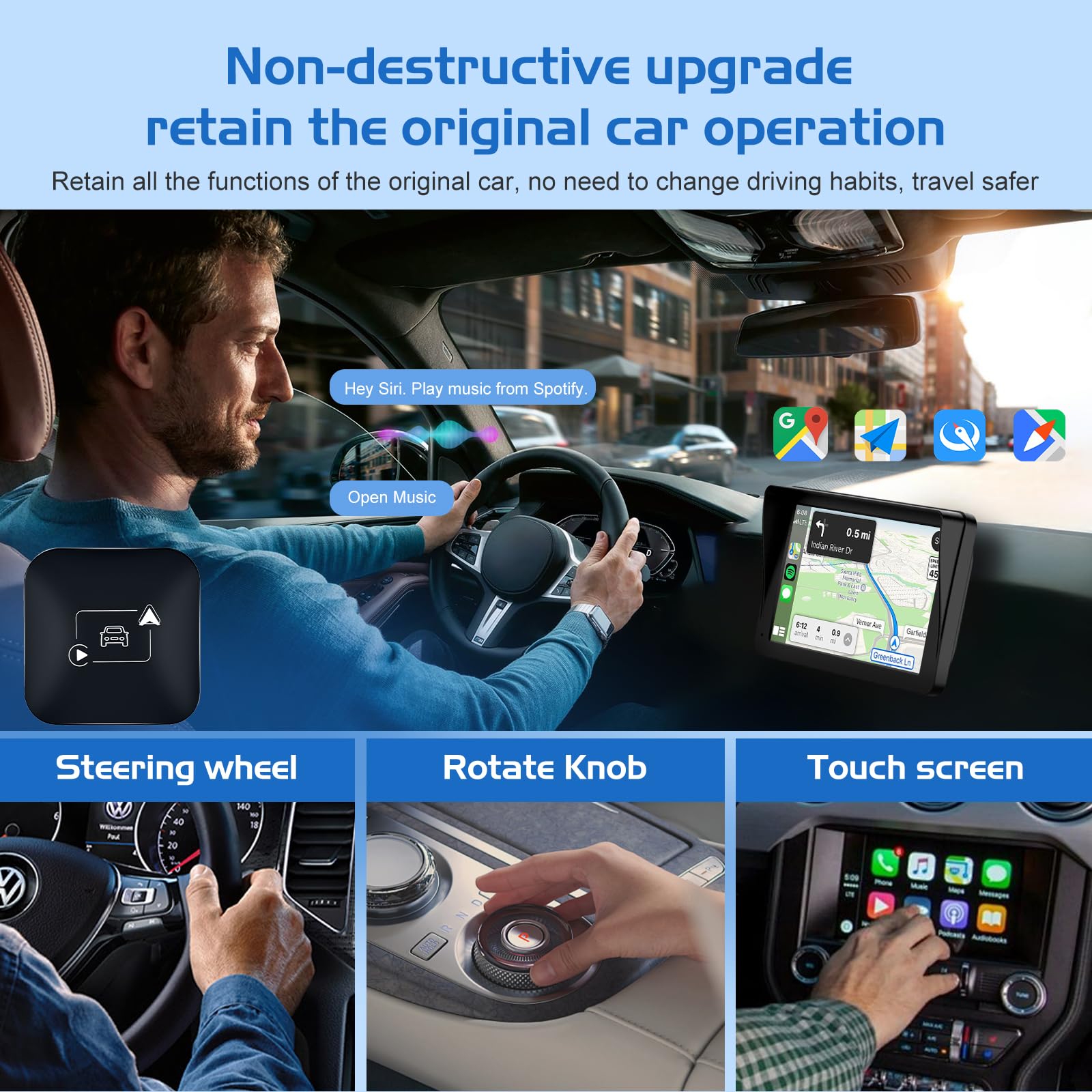 Wireless Android Auto & CarPlay Adapter - Plug & Play USB Dongle for Wireless Car Connectivity - Convert Wired to Wireless - Compatible with Most Cars - Perfect for Commuting, Road Trips & Hands-Free Driving