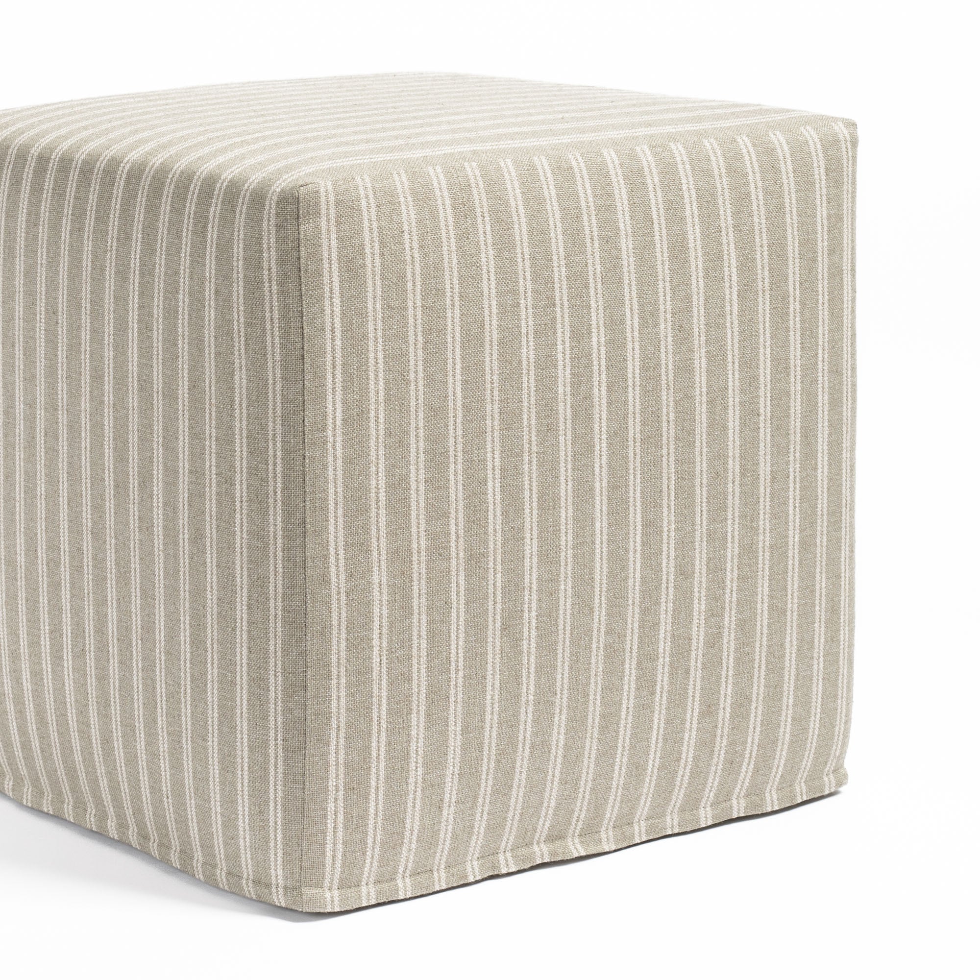 Conway Stripe 16x16 Cube Storage Ottoman with Removable Cover - Sage Green - Perfect for Living Room, Bedroom & Home Decor