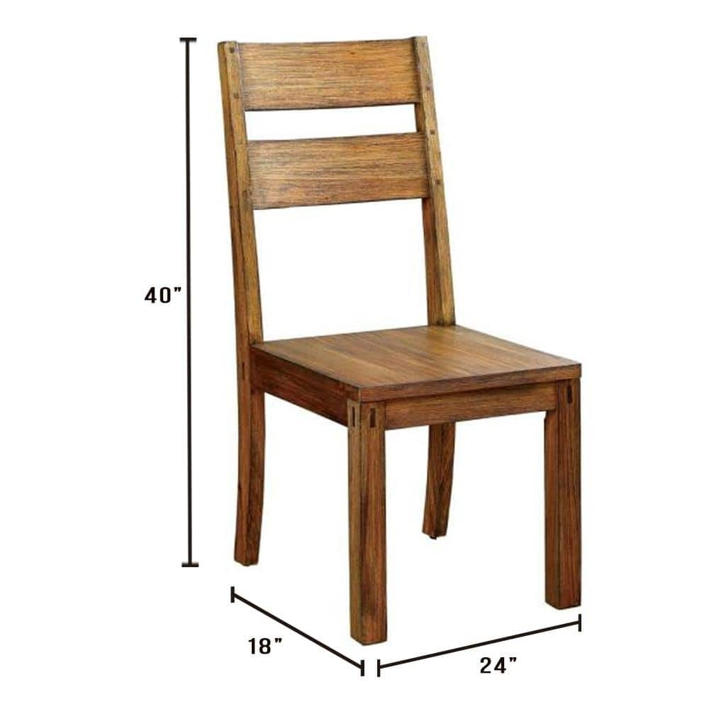 Dark Oak Rustic Style Solid Wood Kitchen Dining Chairs Set of 2 - Panel Back Chairs for Dining Room, Kitchen, Breakfast Nook & Farmhouse Decor