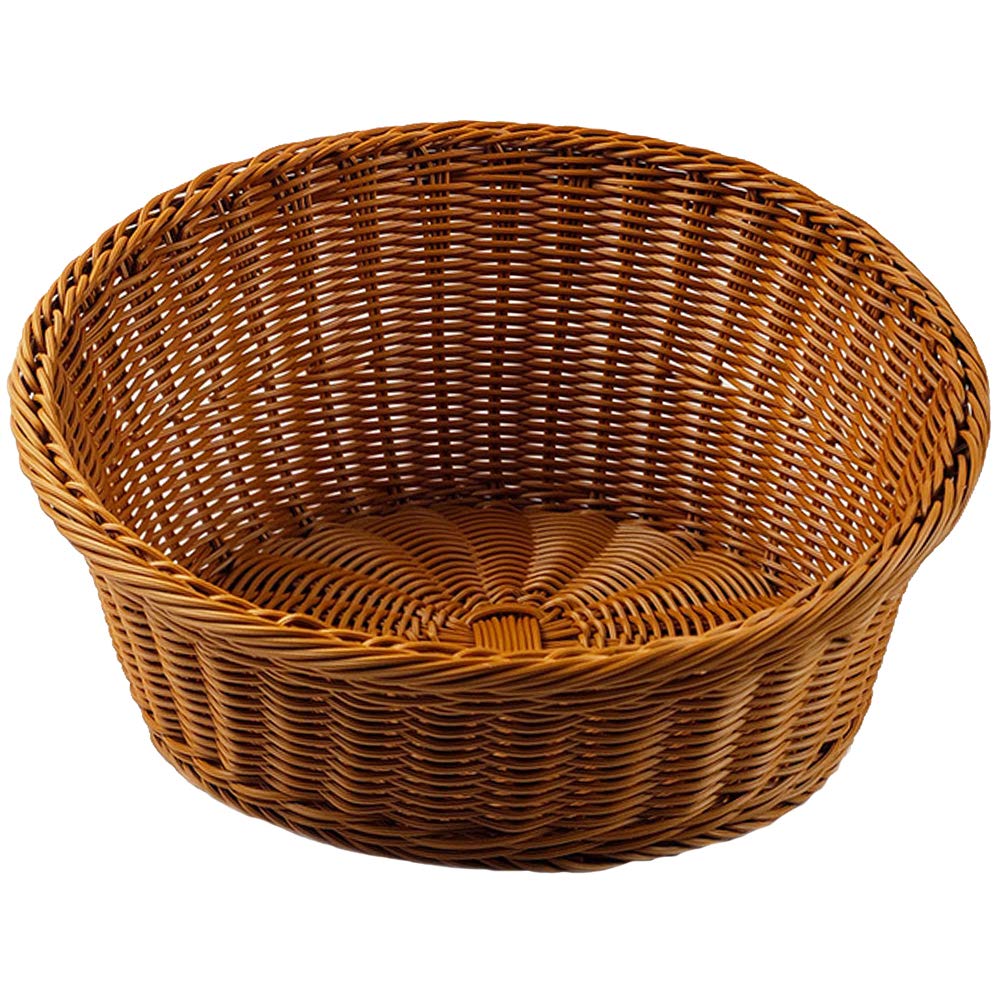 DOITOOL Rattan Woven Bread Basket - Plastic Fruit & Snack Organizer for Kitchen & Dining (Light Brown)