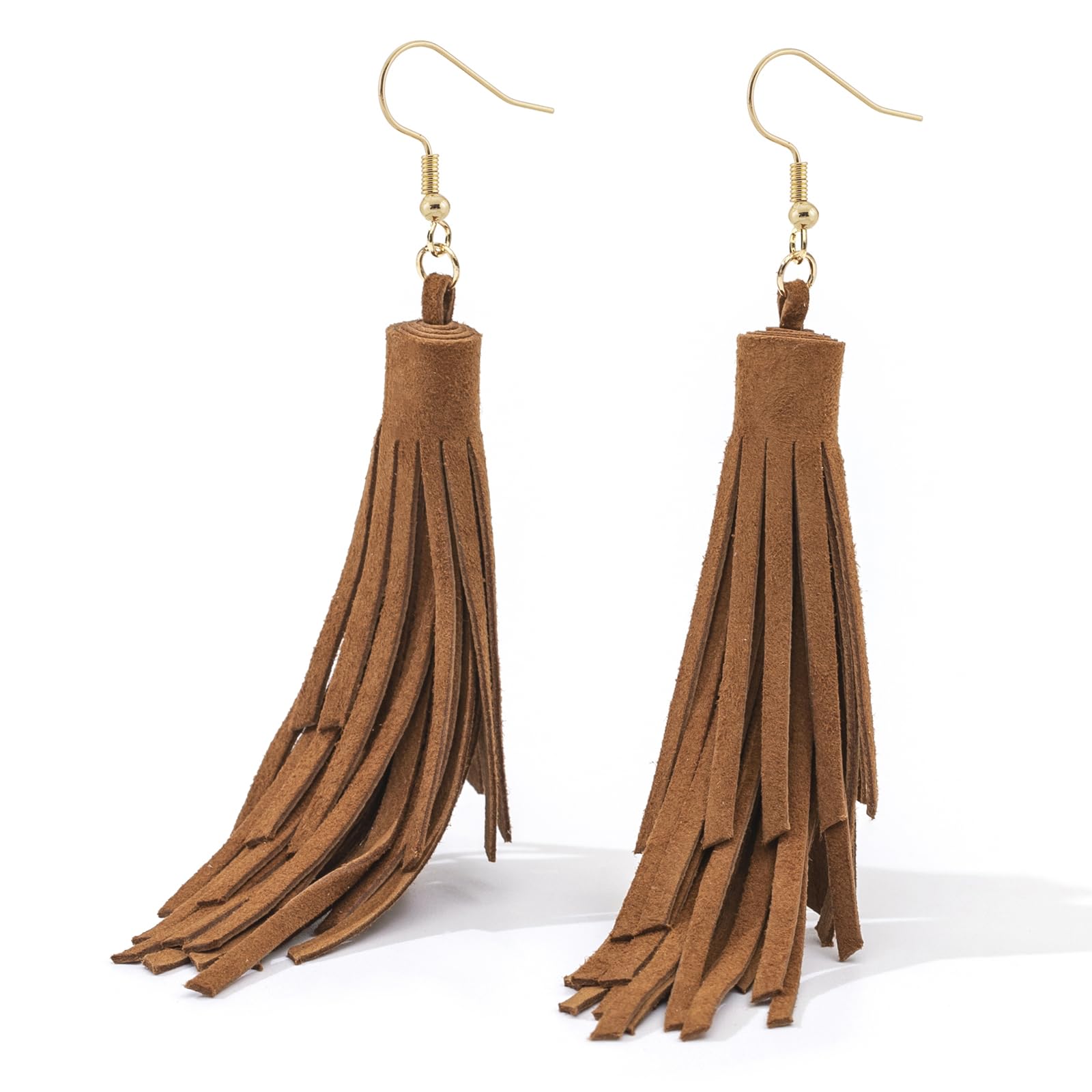 Handmade Genuine Leather Fringe Dangle Earrings for Women - Lightweight Boho Western Cowgirl Style Layered Tassel Earrings | Perfect for Music Festivals, Country Concerts and Boho Chic Outfits
