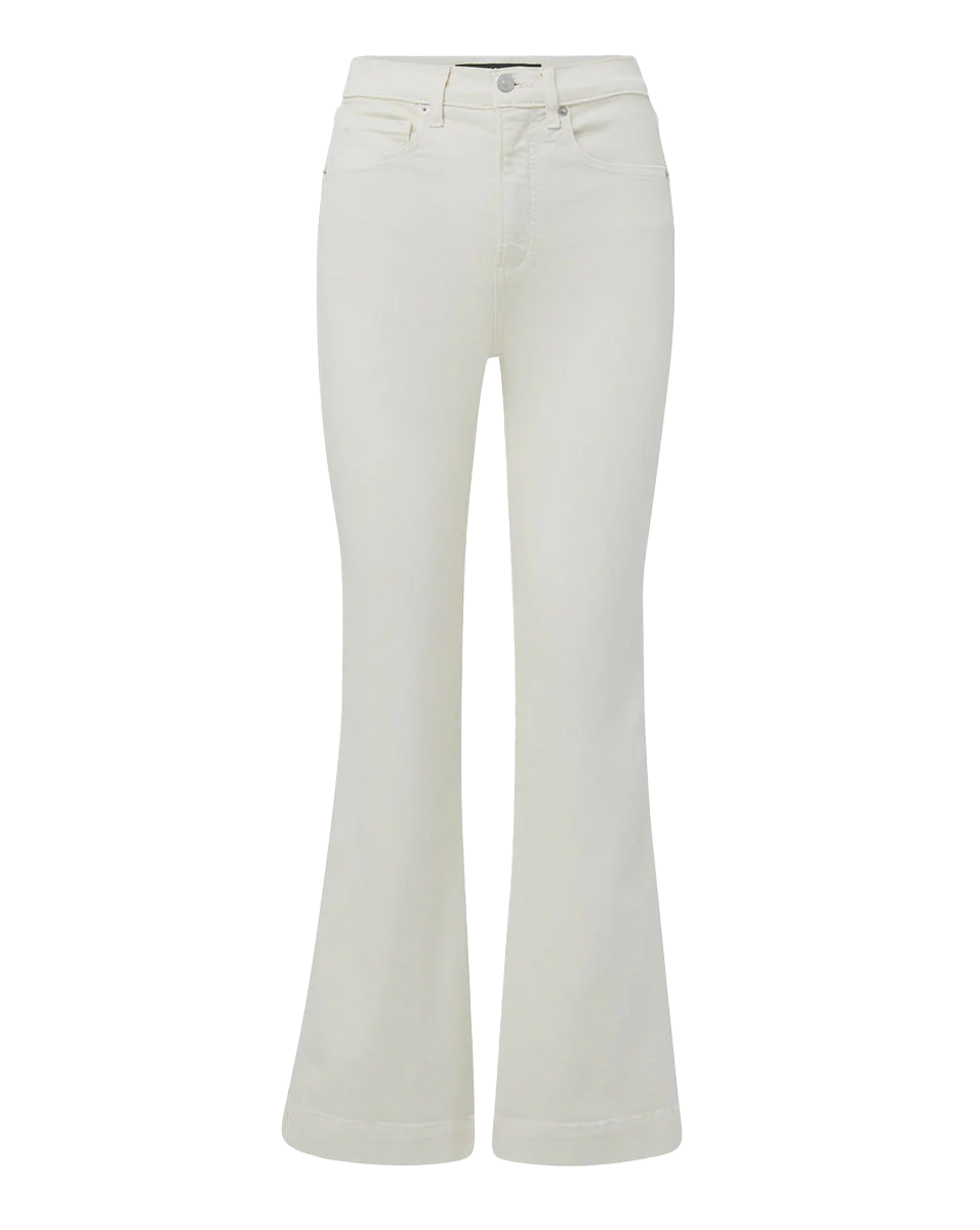 Carson Kick Flare Jean in Ecru - Women's High Waisted Bootcut Denim Pants for Casual Wear & Office Outfits