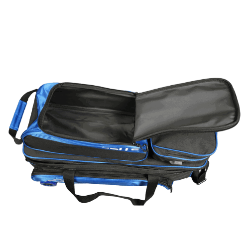ELITE 3 Ball Slim Triple Tote Bowling Bag with Shoe Compartment & Accessory Pouch - Black/Royal | Perfect for League Play, Tournaments & Practice Sessions
