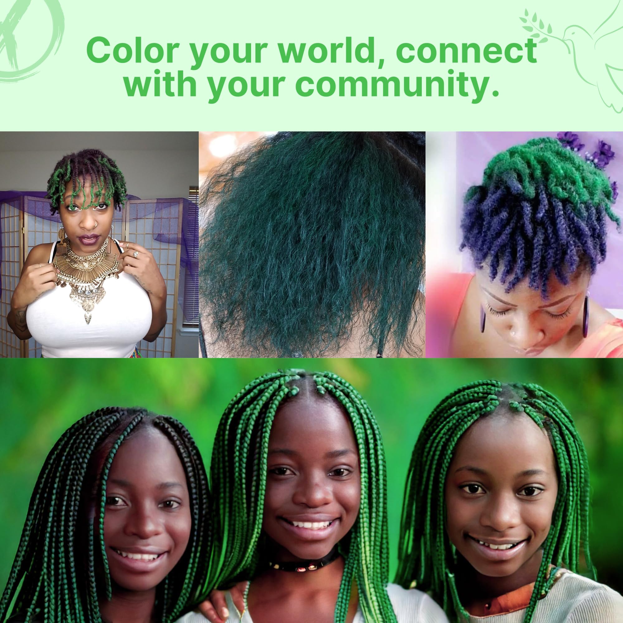 **Mysteek Temporary Hair Color - Glowing Green (1 Fl Oz) | No Bleach Needed, Washes Out Easily | Safe for Dark & Light Hair | Perfect for Parties, Halloween & Festivals**