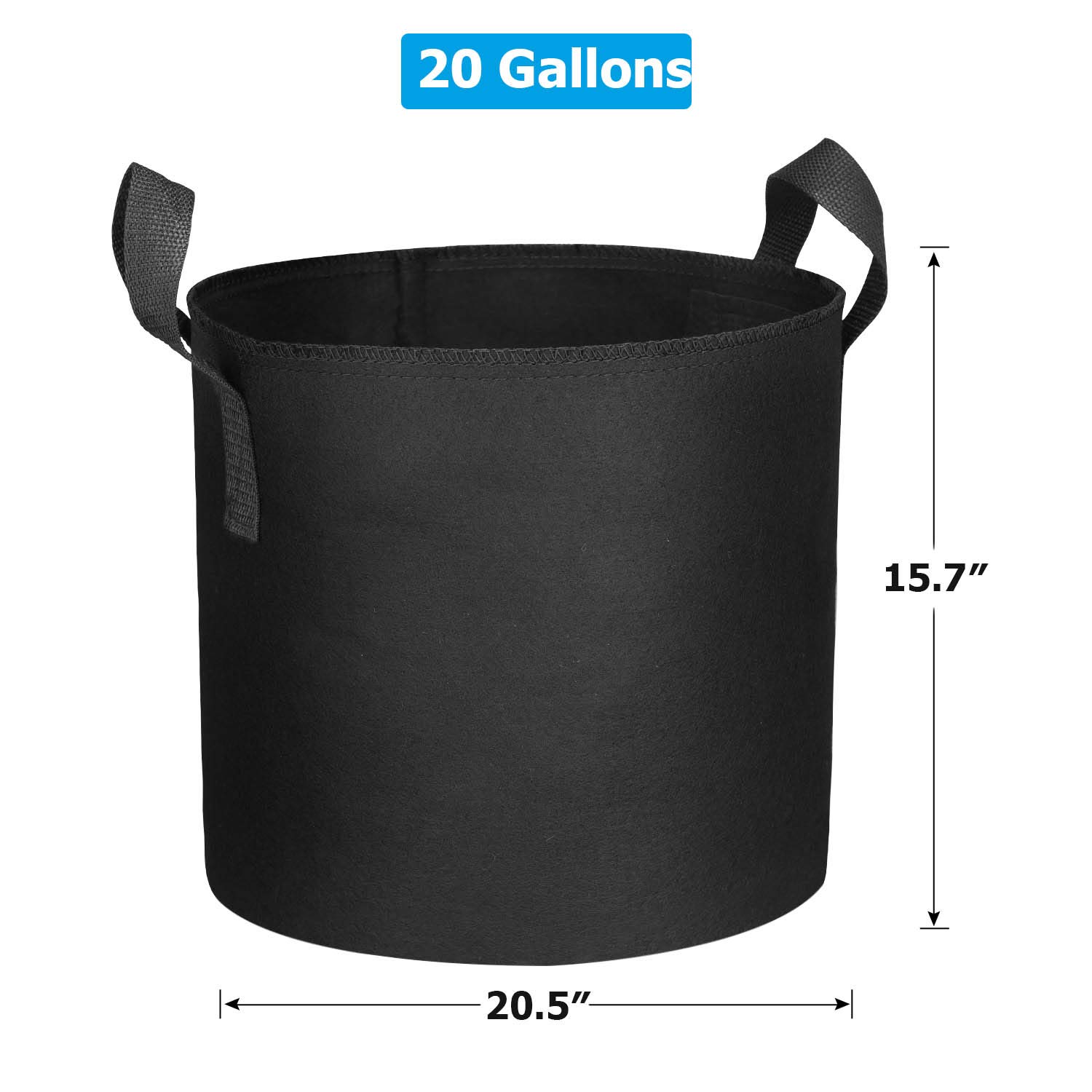 12 Pack 20 Gallon Heavy Duty Grow Bags - 300G Thickened Nonwoven Fabric Plant Pots with Handles for Vegetables, Fruits, Flowers & Trees - Indoor/Outdoor Gardening, Container Planting, Urban Farming