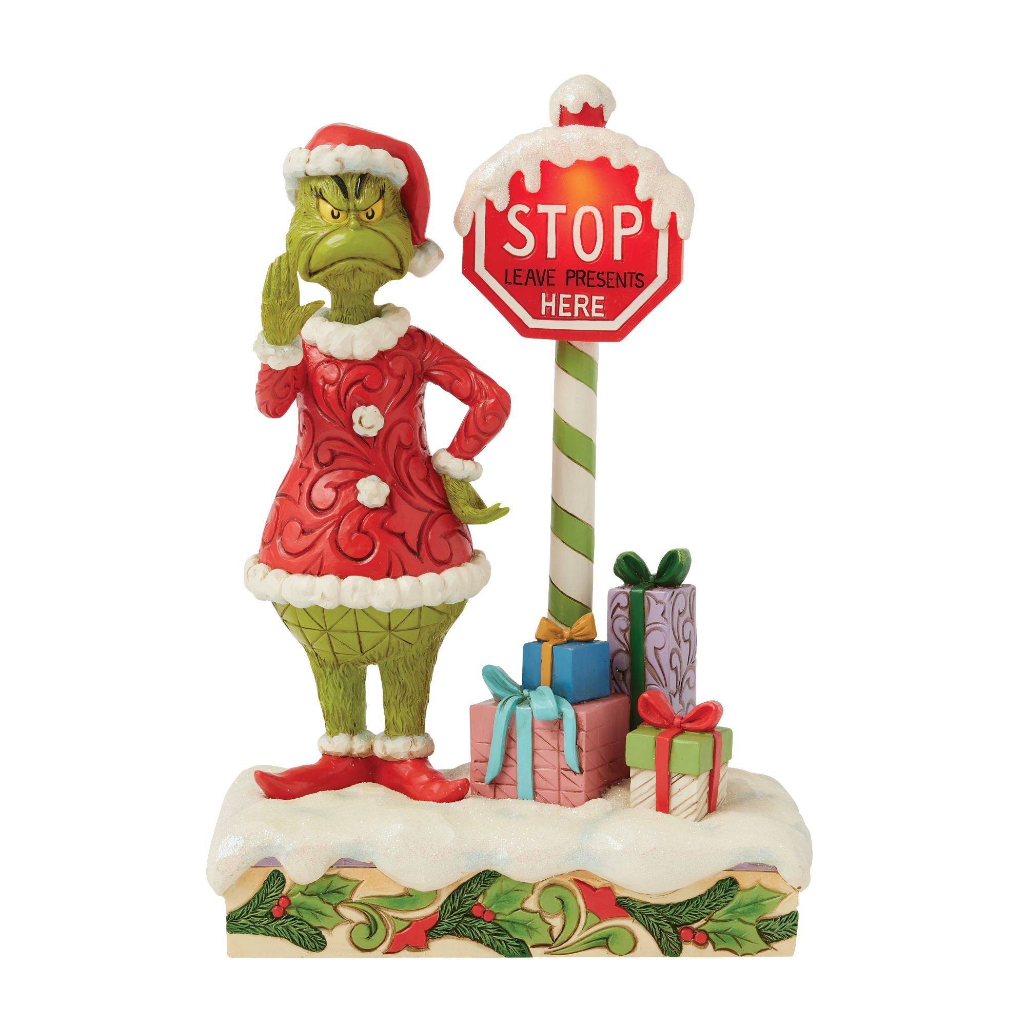 Grinch by Stop Sign LED Figurine - Christmas Decor, Holiday Home Decoration, Festive Party & Office Decor for Xmas
