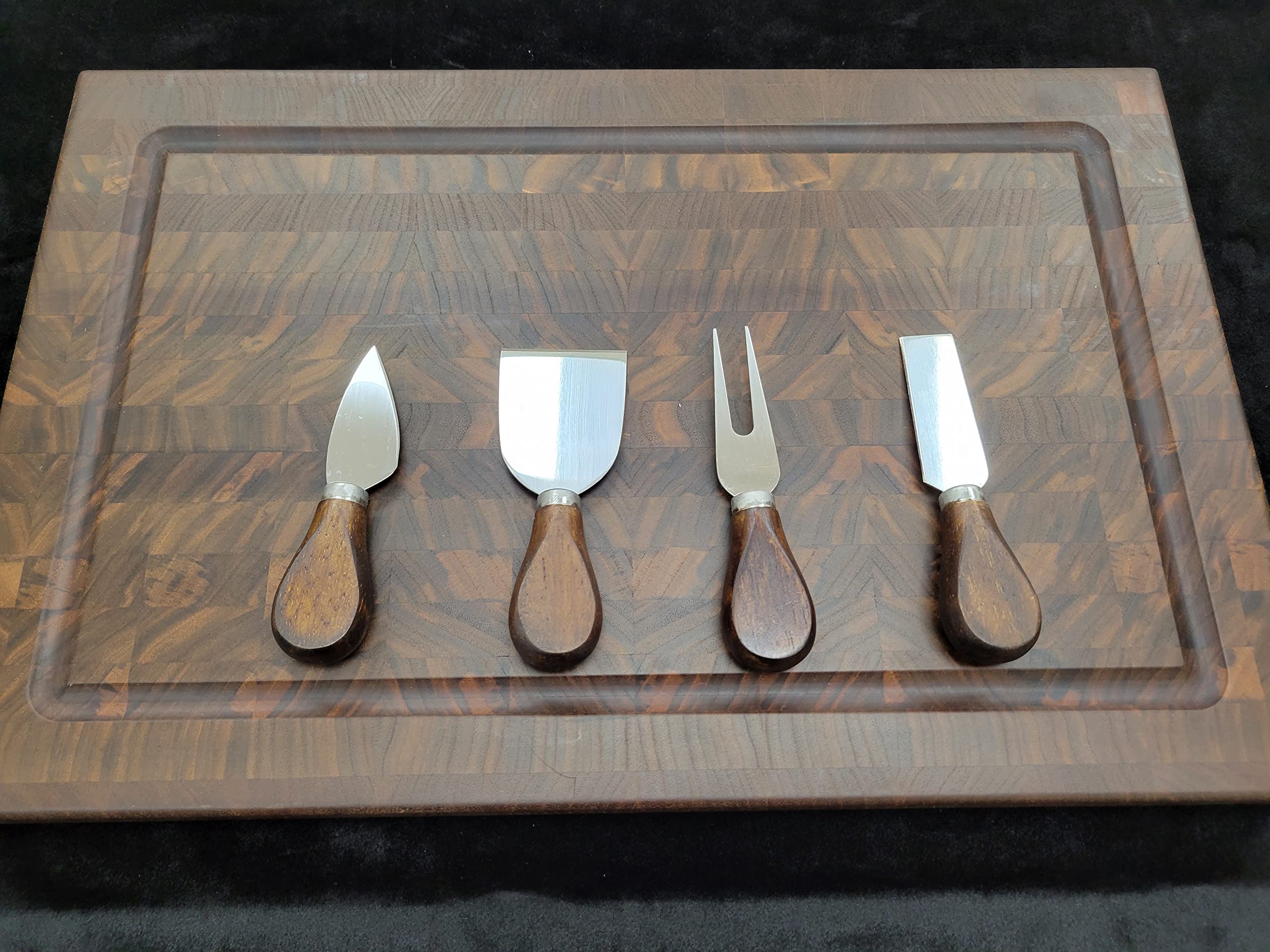 Premium 4-Piece Stainless Steel Cheese Knife Set - Cheese Slicer, Cutter, Fork & Spreader for Charcuterie Boards | Perfect for Wine Parties, Cheese Tasting & Gourmet Gift Giving (Elegant Gift Box Included)