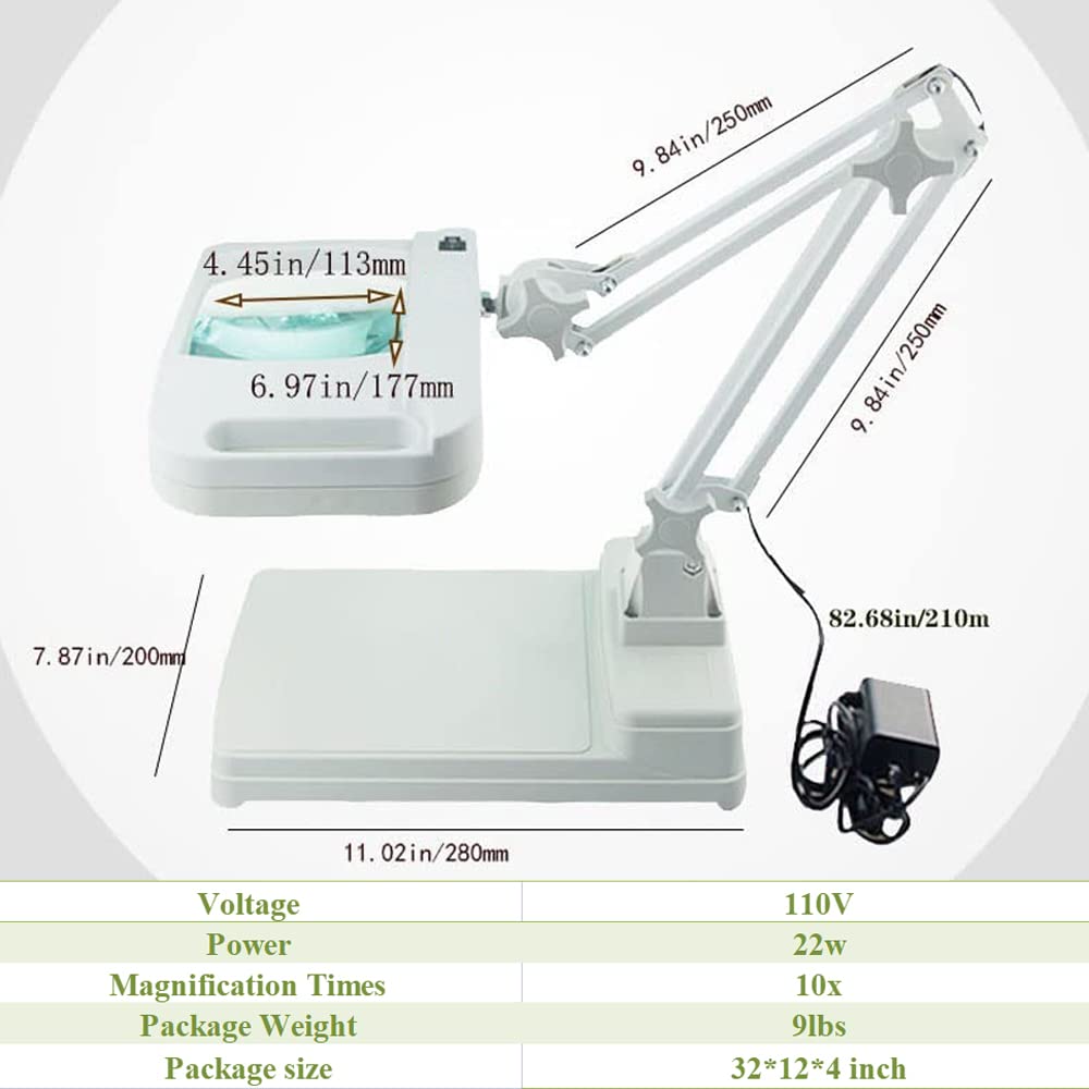 INTBUYING 110V LED Magnifying Lamp with Daylight Brightness - 5X Magnification for Reading, Crafts, Workbench & Hobby Projects | Ideal for Jewelry Making, Watch Repair & Detailed Work