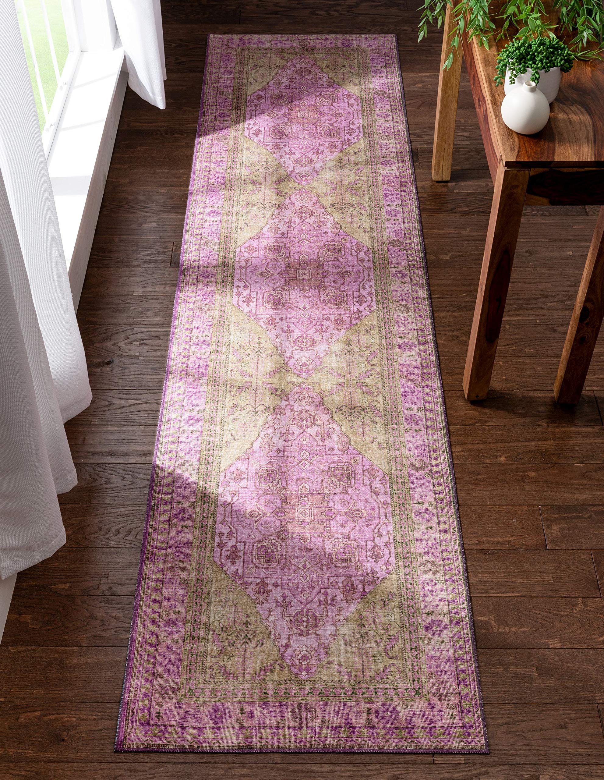 Well Woven Nile Gila Vintage Bohemian Medallion Oriental Pink Flat-Weave Distressed Runner Rug 2'5