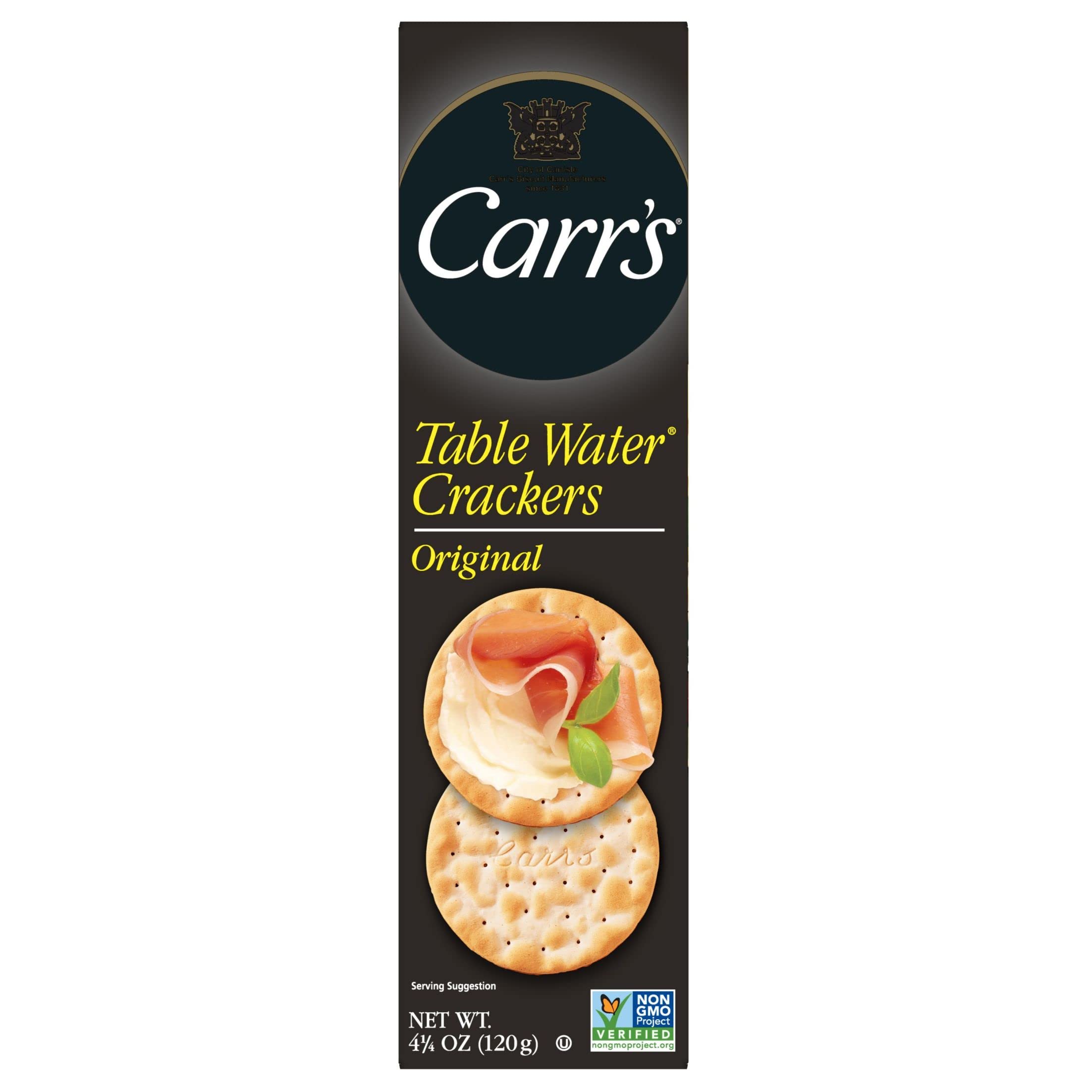 Original Carr's Table Water Crackers - 6 Pack of Baked Snack Crackers for Parties, Cheese Pairing & Gourmet Appetizers | Perfect for Entertaining, Afternoon Tea & Healthy Snacking