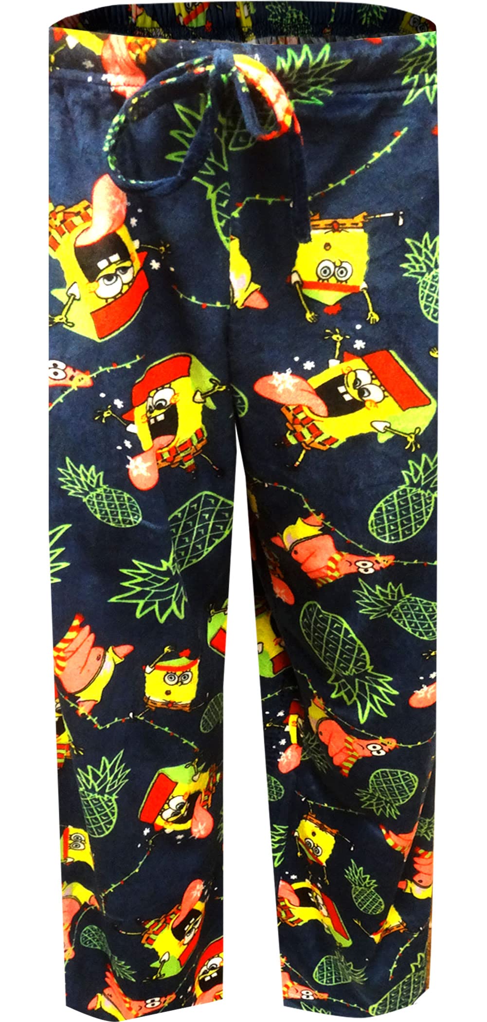 SpongeBob SquarePants & Patrick Christmas Fleece Lounge Pants for Men - Soft Holiday Pajama Bottoms for Relaxing at Home, Gift for Fans