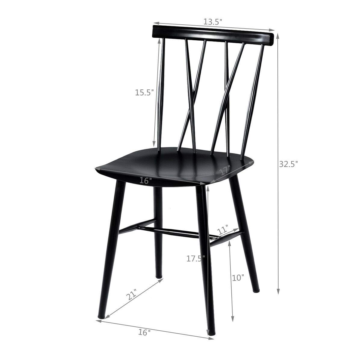 COSTWAY Dining Chair Set of 2 - Farmhouse Windsor Chairs with Spindle Back & Sturdy Metal Frame, 17'' Height Kitchen Side Chairs for Dining Room, Living Room or Restaurant Use | Perfect for Home Decor, Family Gatherings & Commercial Spaces