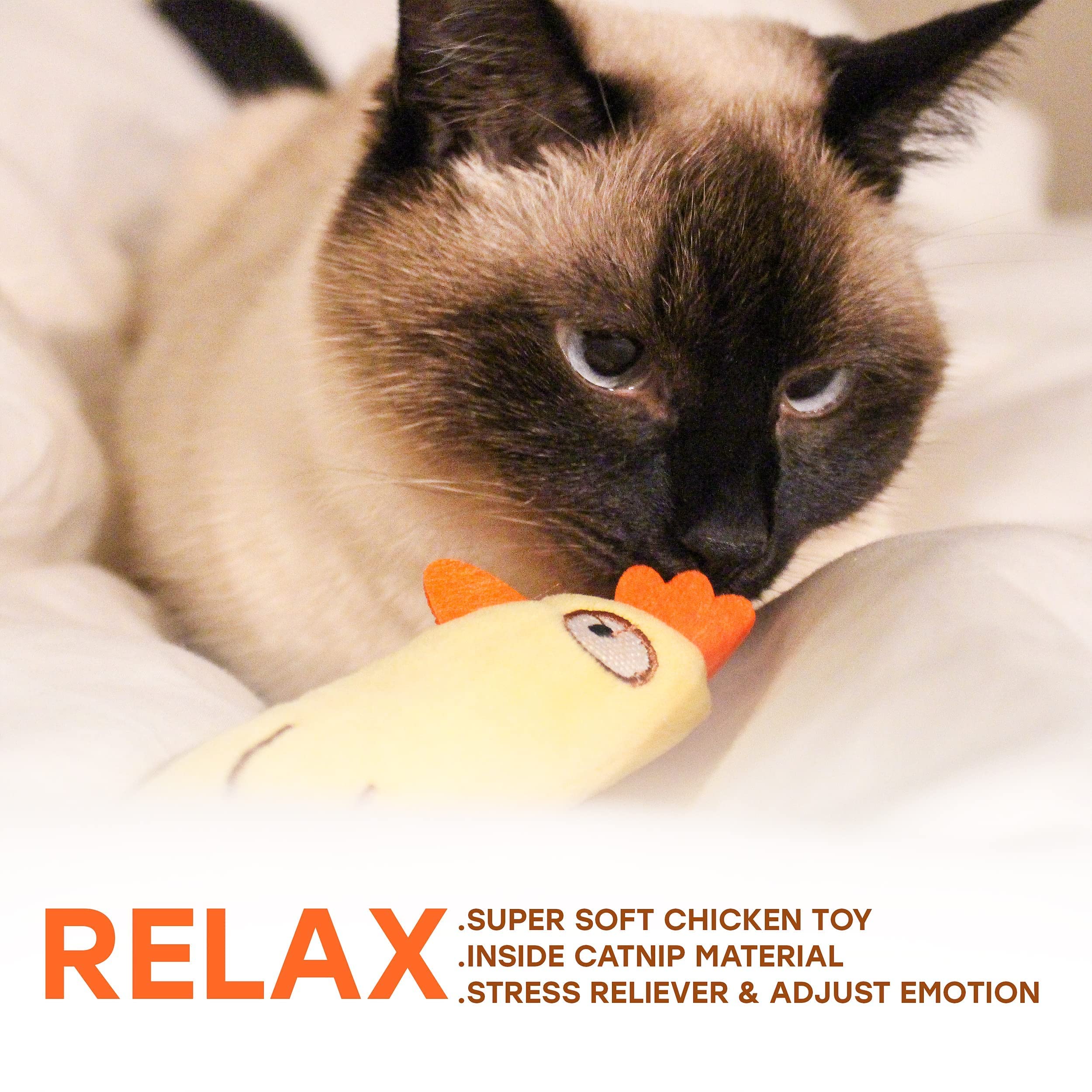 Interactive Cat Toy Set - 3-Piece Chicken Catnip Toy & Plush Teaser Wand for Indoor Cats - Funny & Stimulating Play for Kittens - Perfect for Playtime, Training & Bonding with Your Feline Friend