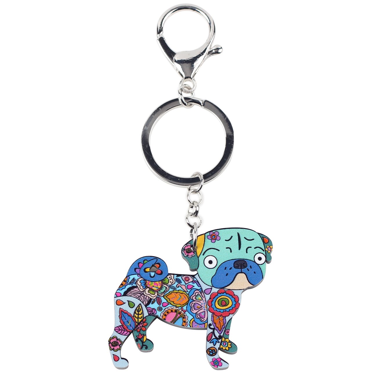Cute Acrylic Cartoon Pug Dog Keychain - Durable Key Ring for Women, Teens & Kids - Perfect Gift for Car, Purse & Handbag Accessories - Fun Jewelry Charm for Everyday Use