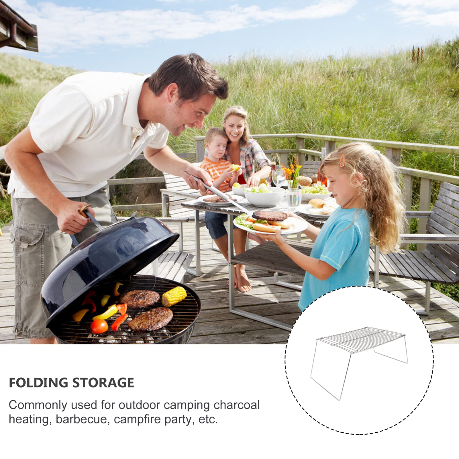DOITOOL Portable Stainless Steel Mini Folding Grill - Compact Camping BBQ Charcoal Grill with Rotating Bakeware for Outdoor Picnics, Backyard Parties & Campfire Cooking