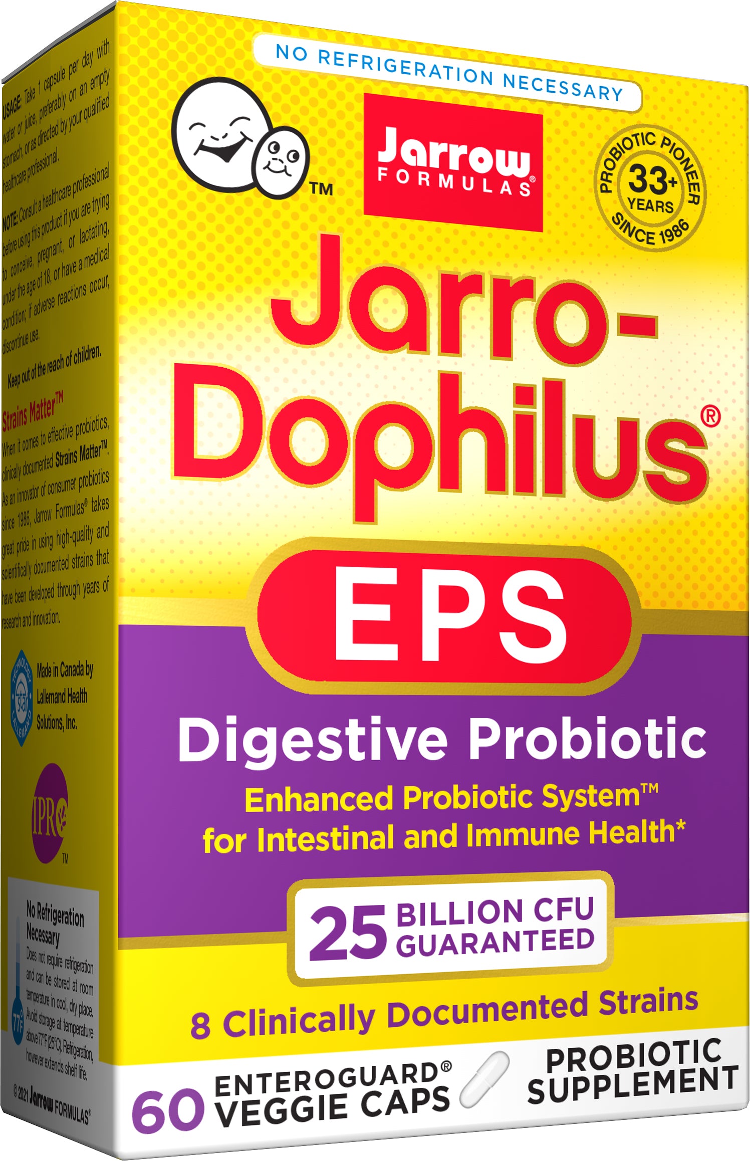 Jarro-Dophilus EPS 25B Probiotic Supplement - 60 Capsules for Digestive Health & Immune Support - Perfect for Daily Gut Wellness Routine