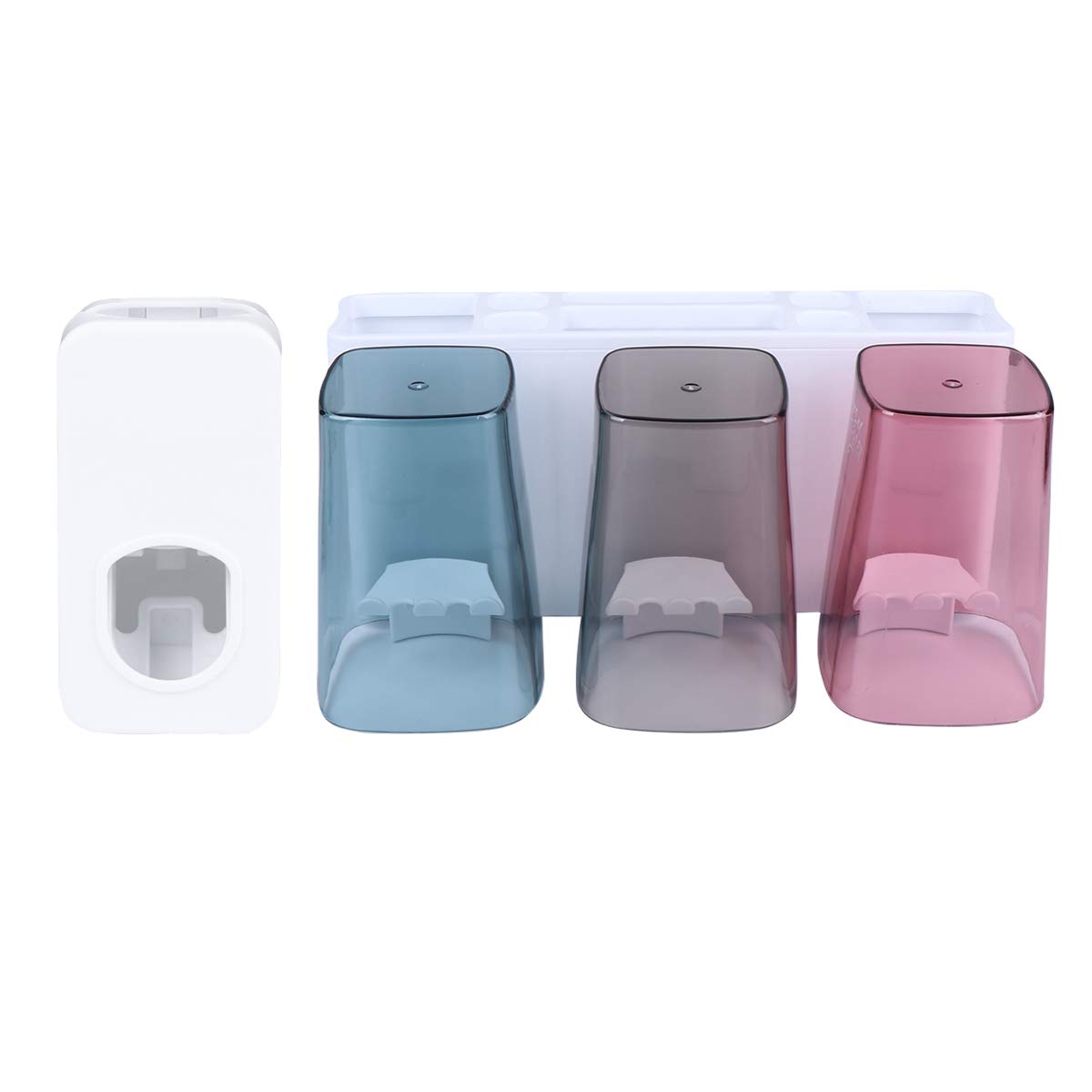 Cabilock Toothpaste & Toothbrush Holder Set - Wall Mount Bathroom Organizer for Toiletries - No Drilling White