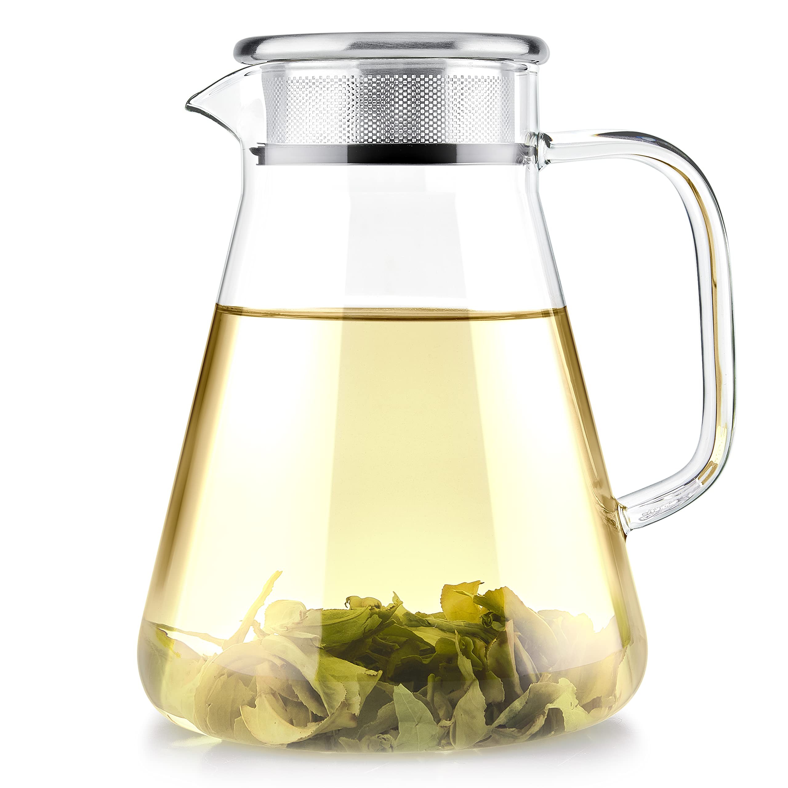Teabloom One-Touch Tea Maker - 40oz Glass Teapot with Stainless Steel Filter for Loose Leaf Tea | 2-in-1 Electric Kettle & Teapot | Borosilicate Glass, No-Stain Design | Perfect for Home, Office & Tea Ceremonies