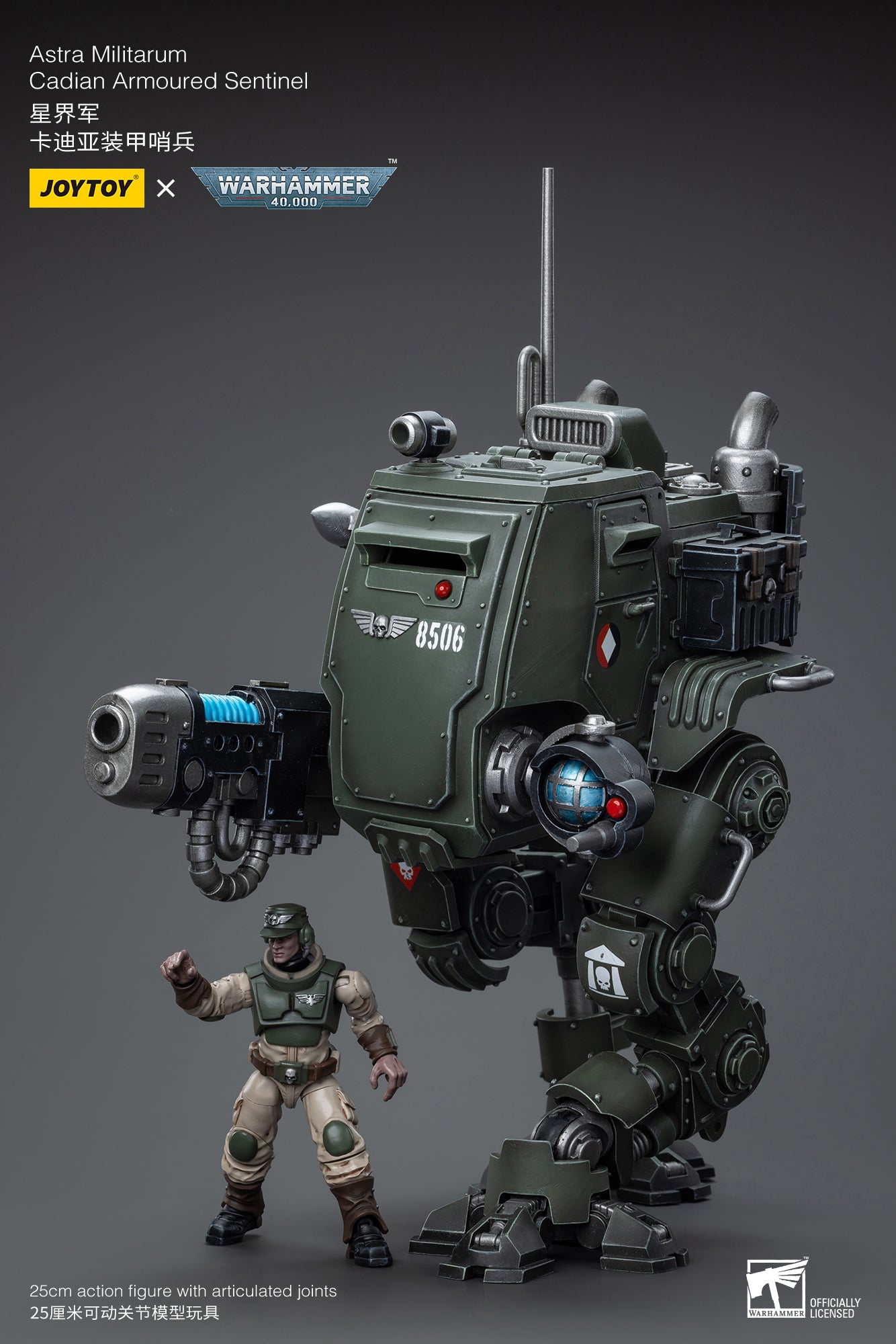 JOYTOY 1/18 Scale Warhammer 40K Action Figure - Astra Militarum Cadian Armoured Sentinel Collectible Model for Display & Wargaming Scenes