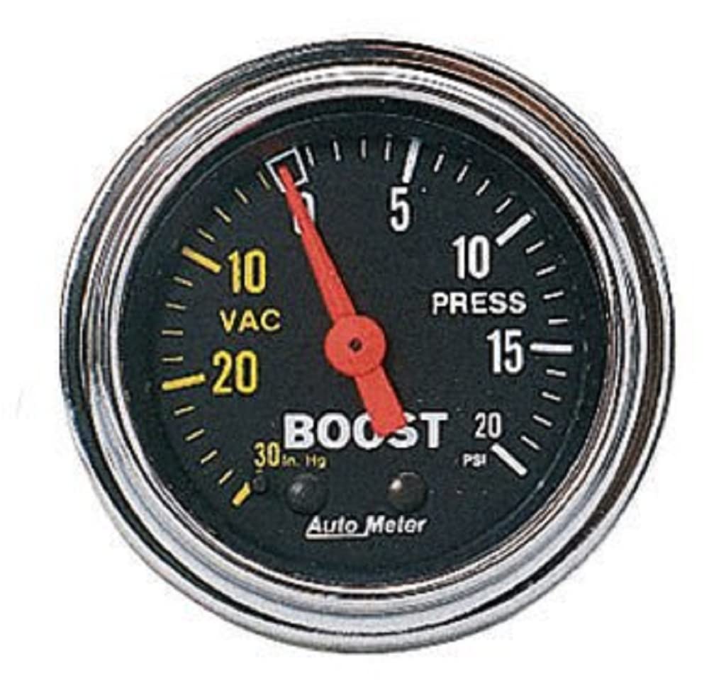 AUTO METER 2401 Traditional Chrome Mechanical Boost/Vacuum Gauge - 2-1/16
